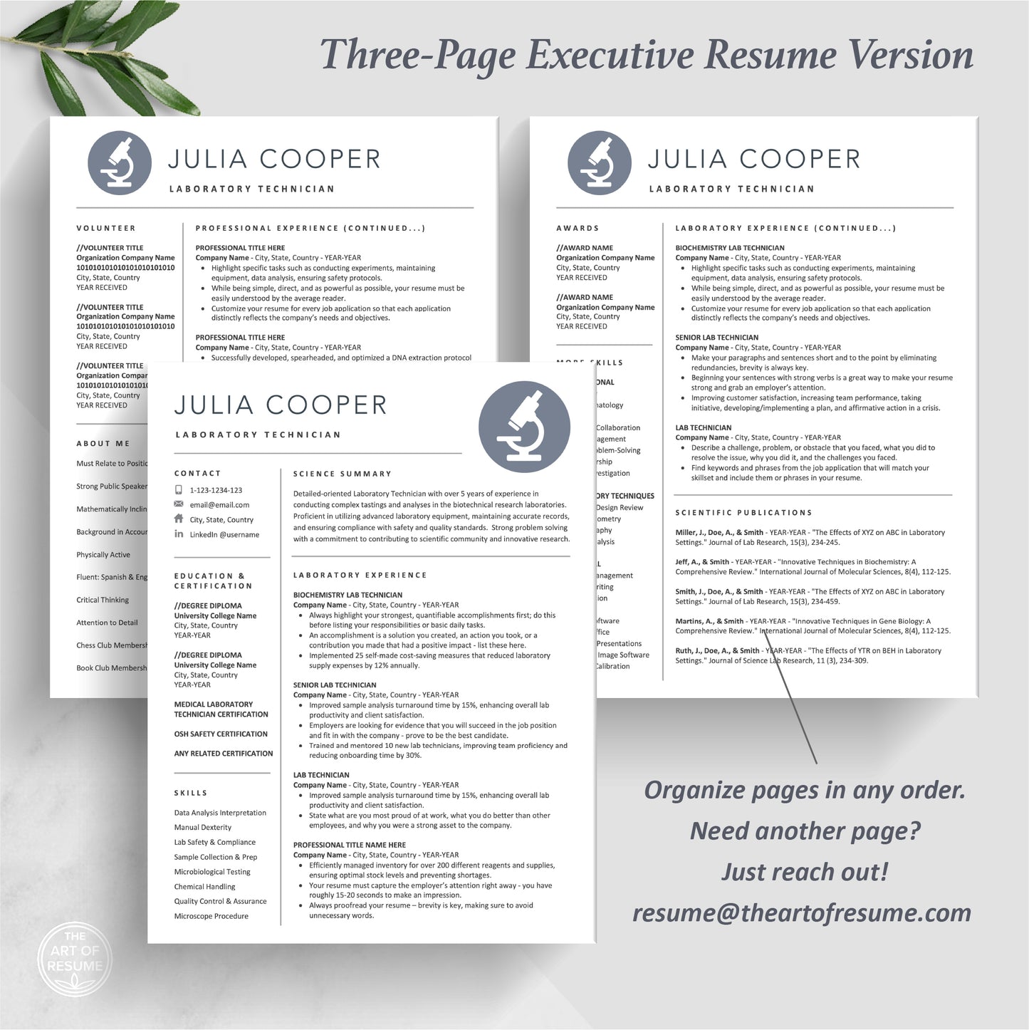 The Art of Resume | Science Resume, Data Scientist Resume, Lab Technician Resume | Three Page Science Resume Format