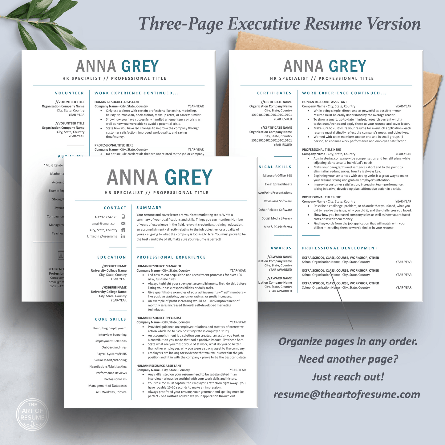 Professional Resume Bundle | HR Resume CV Format - The Art of Resume