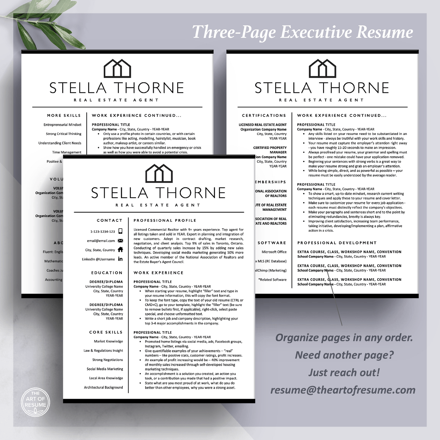 Realtor Resume CV Template | Real Estate Agent Resume | Cover Letter - The Art of Resume