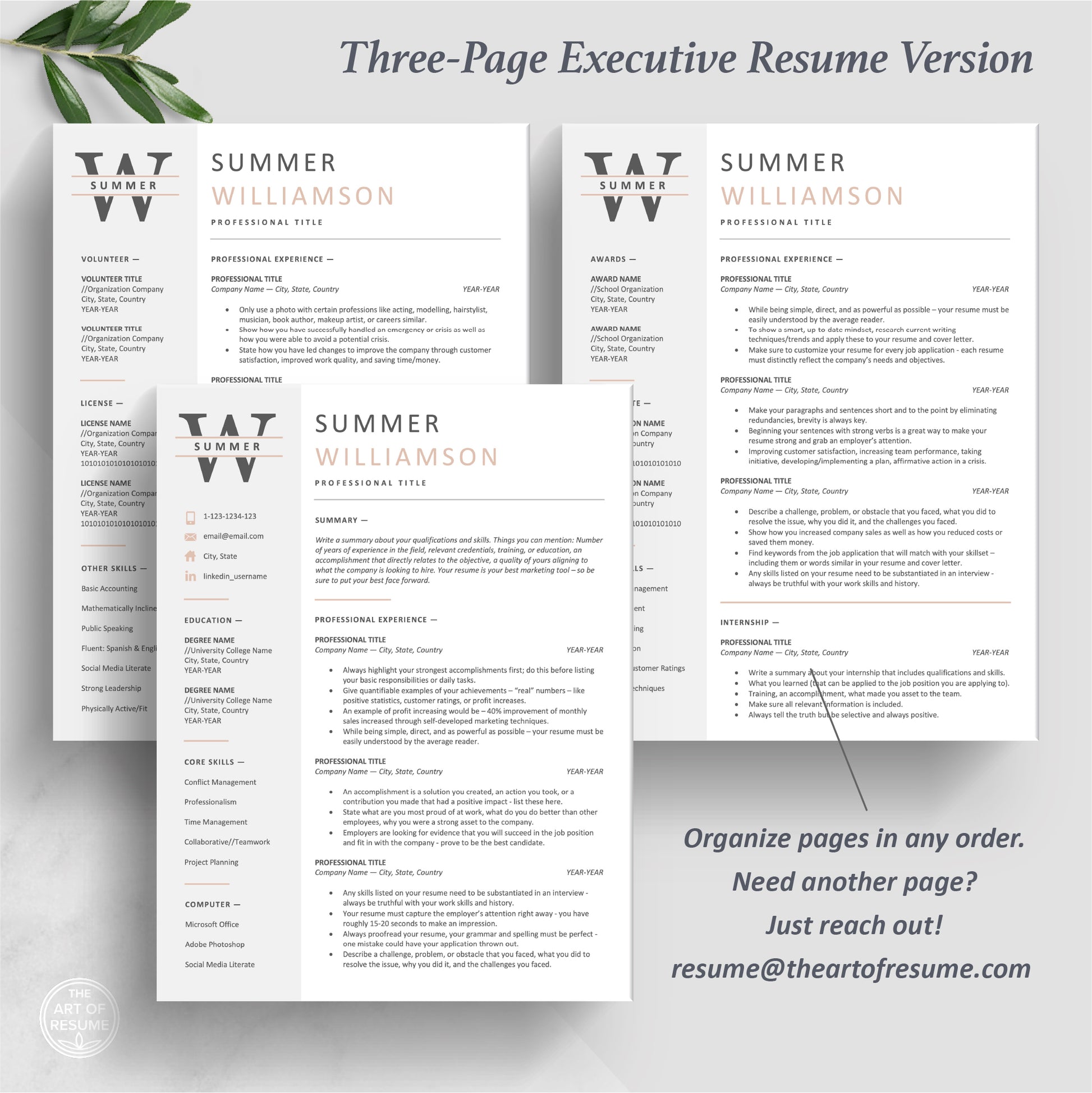 The Art of Resume Templates | Three-Page Executive C Suite Level C-Suite Level  Resume CV Template Format | Curriculum Vitae