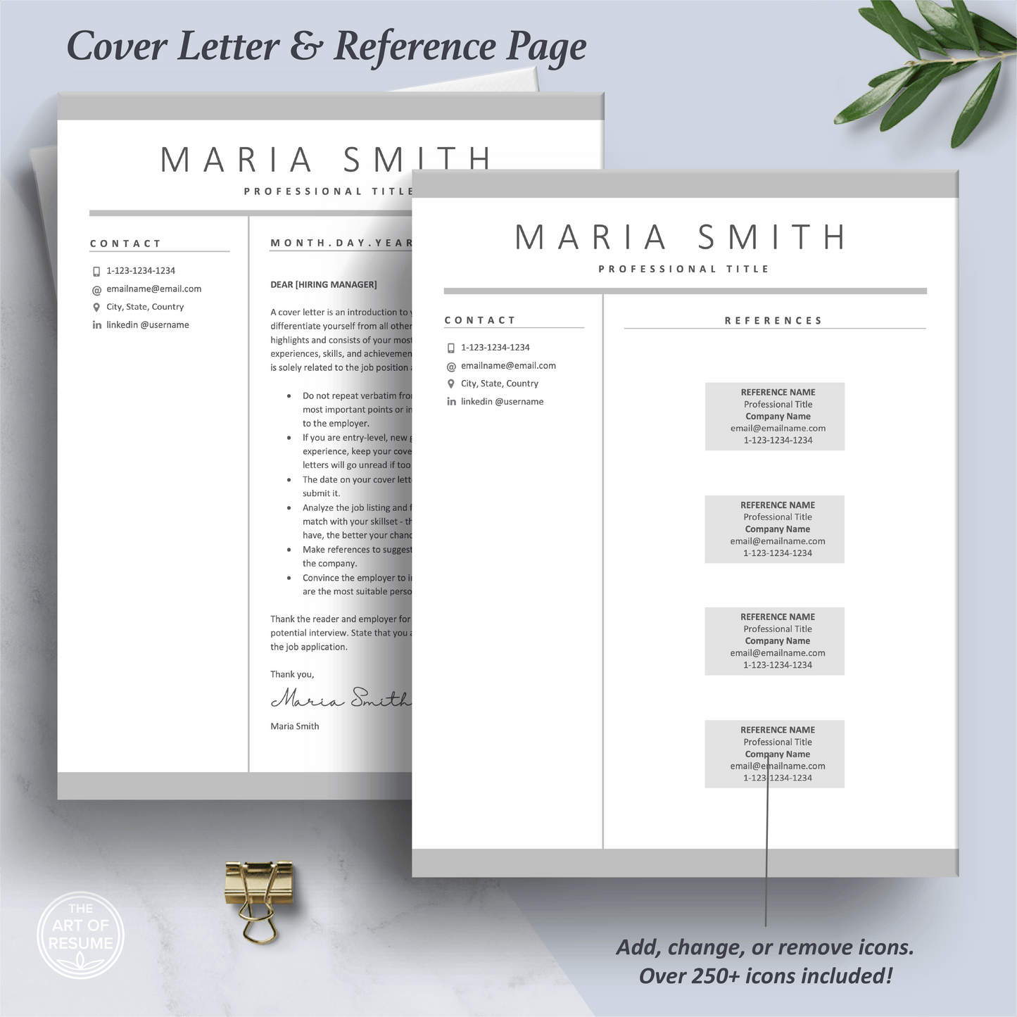 The Art of Resume Templates | Professional Cover Letter and Reference Page Templates Download