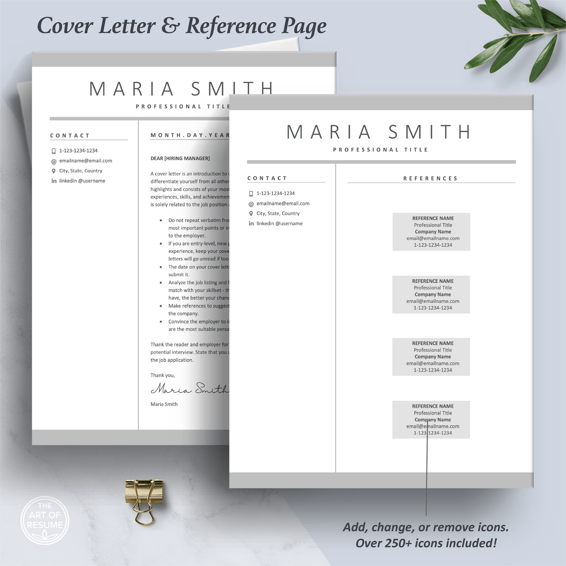 The Art of Resume Templates | Professional Cover Letter and Reference Page Templates Download
