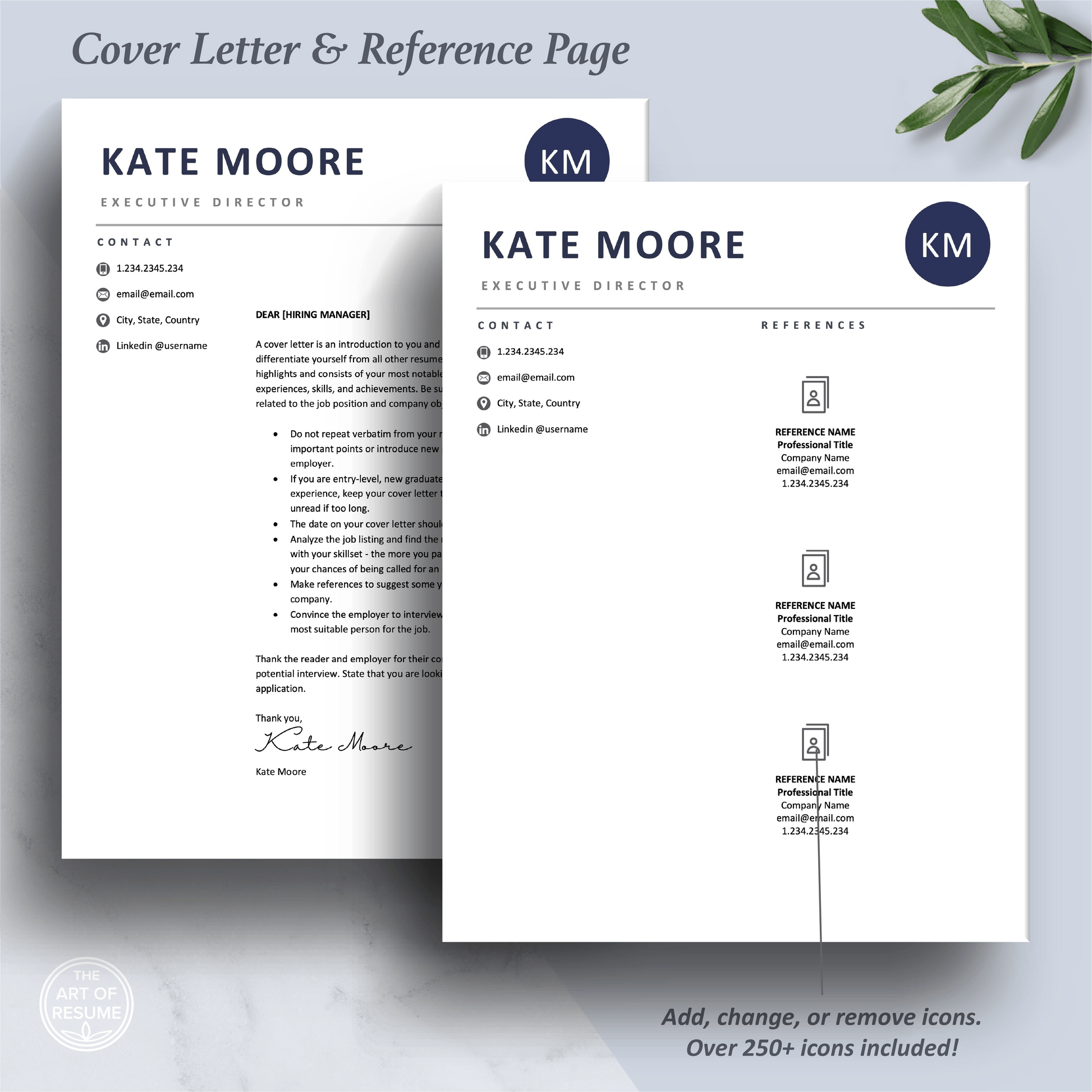 Professional Resume Template | Navy Blue CV Template Design - The Art of Resume