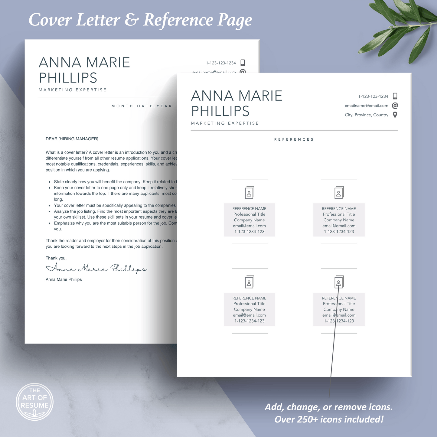 The Art of Resume Templates | Professional Simple Clean Minimalist Cover Letter and Reference Page Design Templates Instant Download