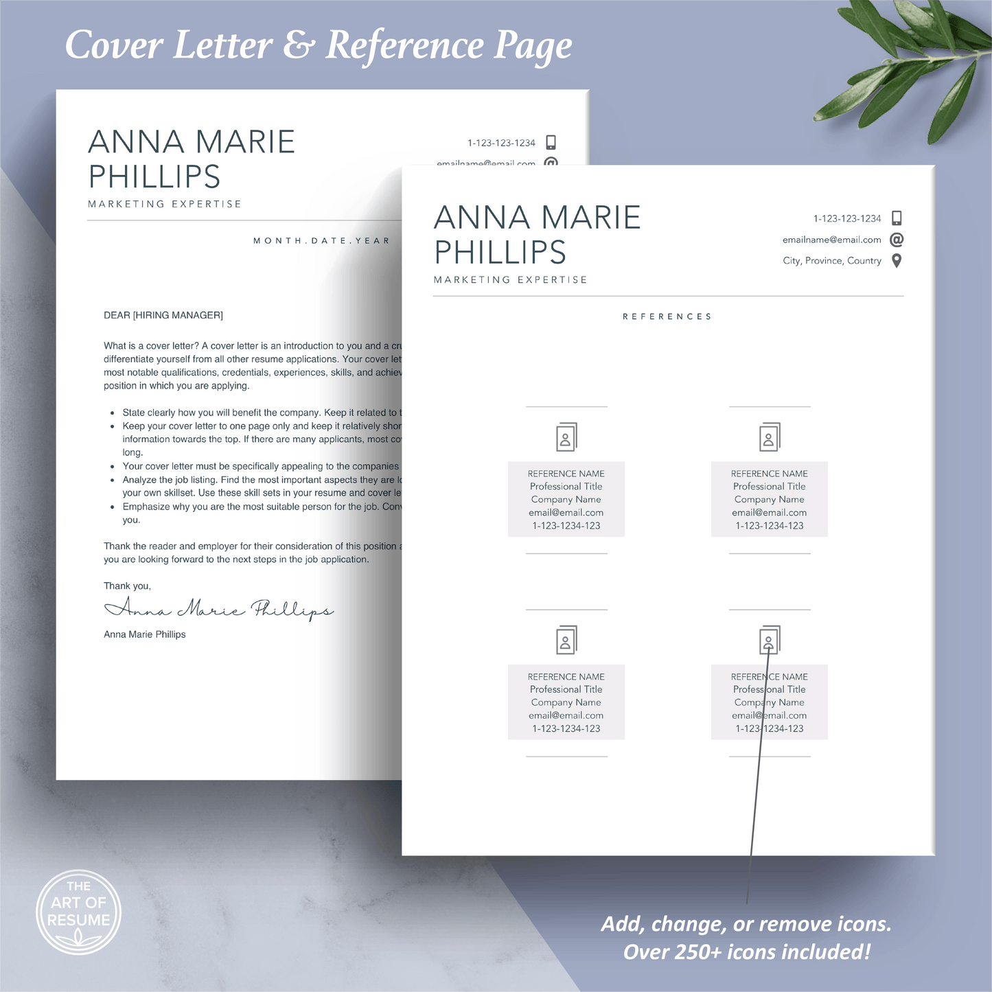 The Art of Resume Templates | Professional Simple Clean Minimalist  Cover Letter and Reference Page Design Templates Instant Download