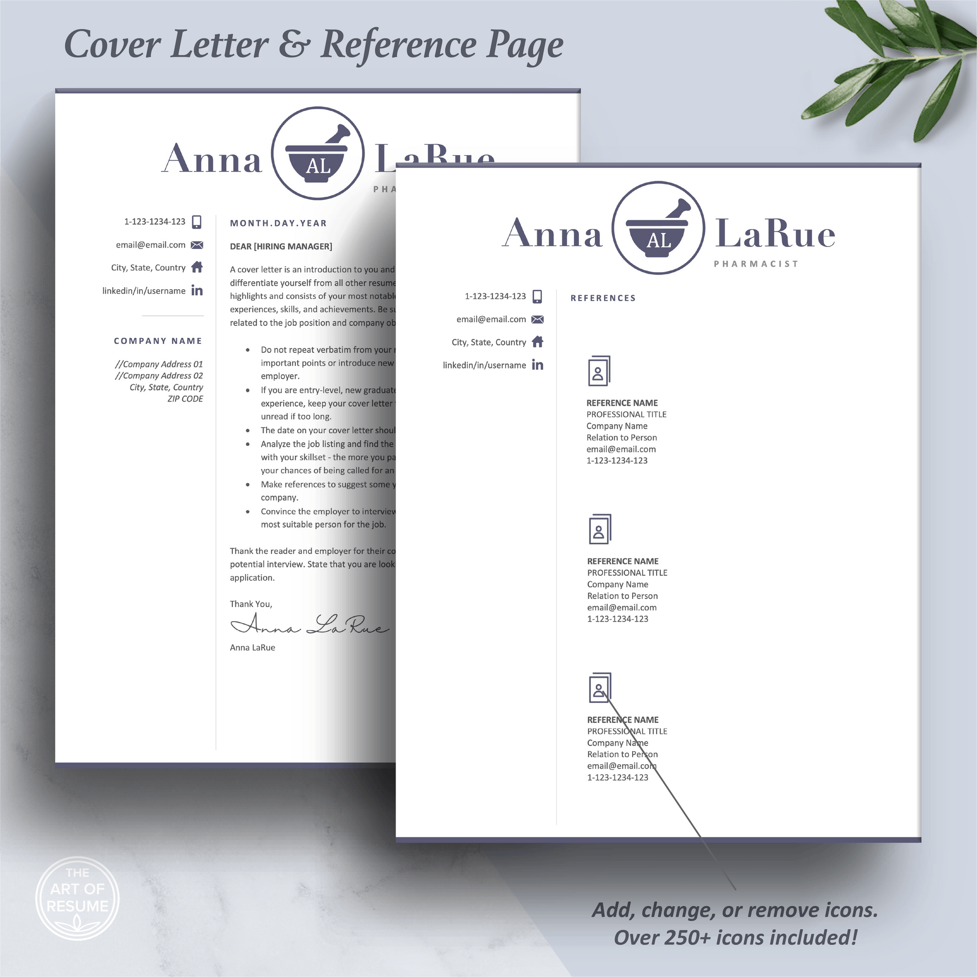 Pharmacist Resume Design | Pharmacy CV Template | Cover Letter - The Art of Resume