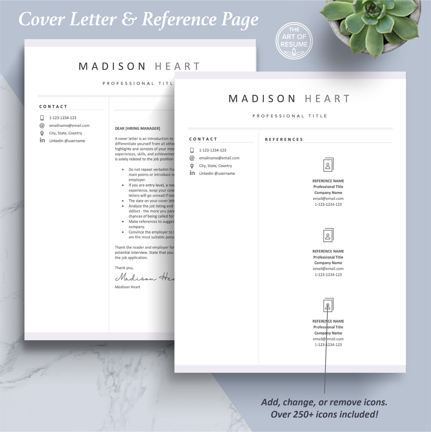 The Art of Resume Templates | Professional Modern Cover Letter and Reference Page Templates Download