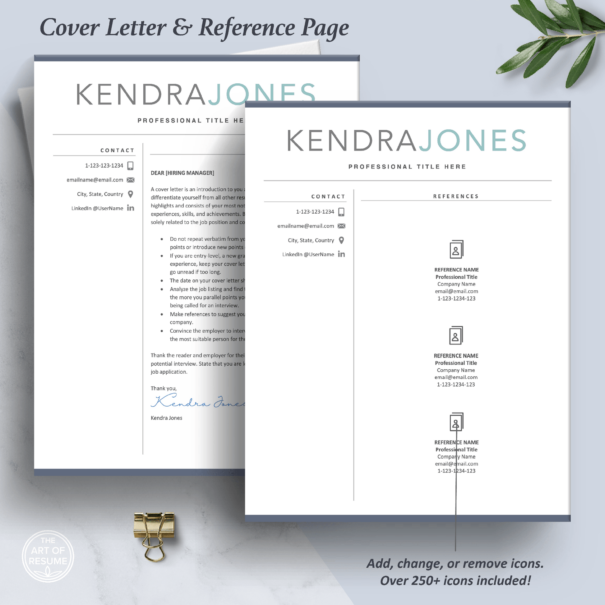 Modern Resume Template | Professional CV | Free Cover Letter - The Art of Resume