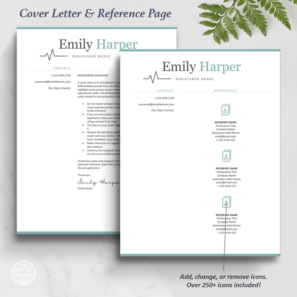 The Art of Resume | Medical Nurse Doctor Resume CV Template Maker Bundle | Medical Cover Letter and Reference Page