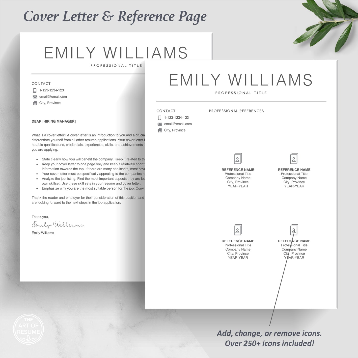 The Art of Resume | Professional Resume CV Template Design with Photo Picture | Cover Letter and Reference Page Resume Template
