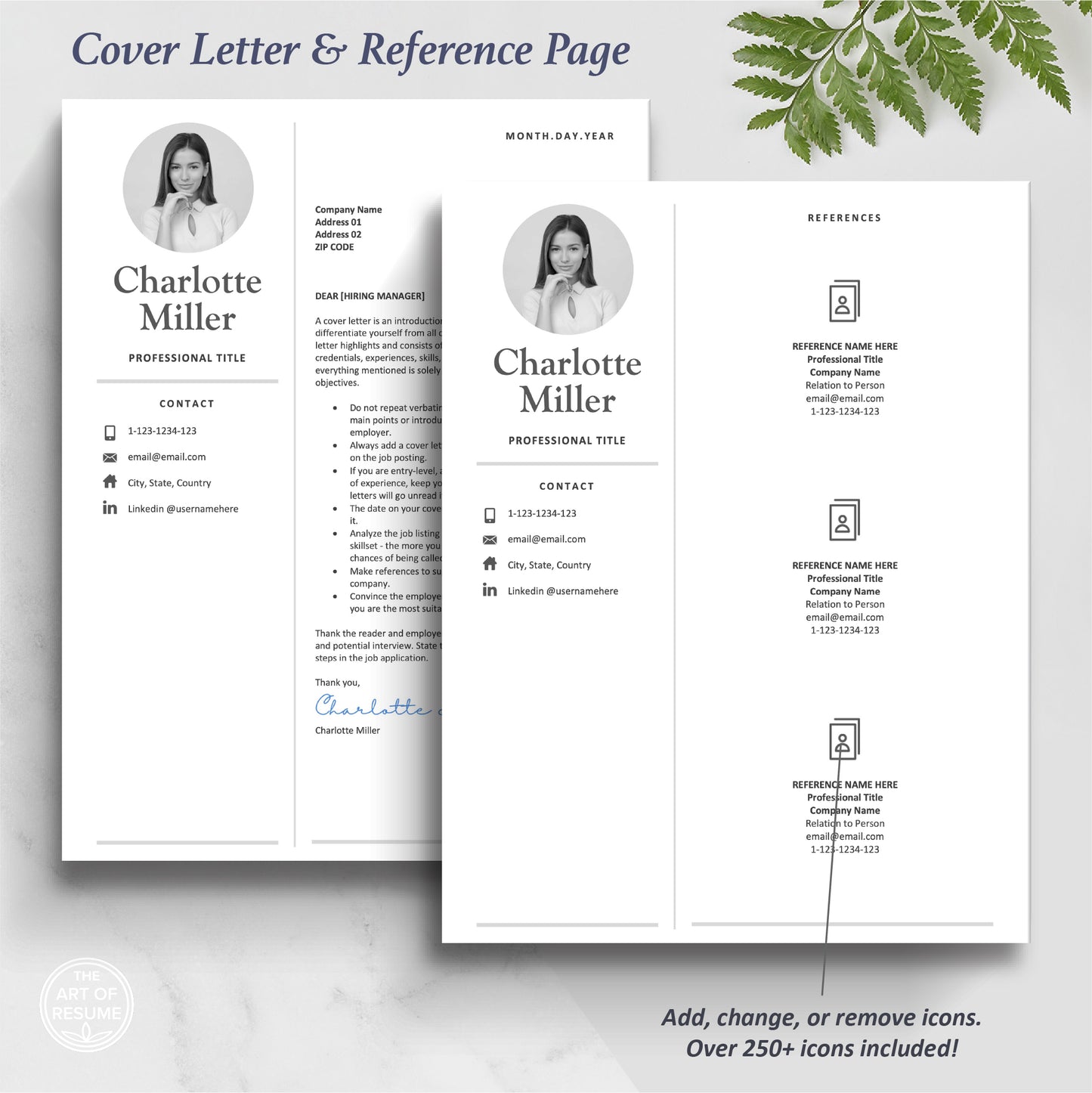 The Art of Resume Template Design | Professional Resume Template with Picture Photo | Cover Letter and Reference Page Templates