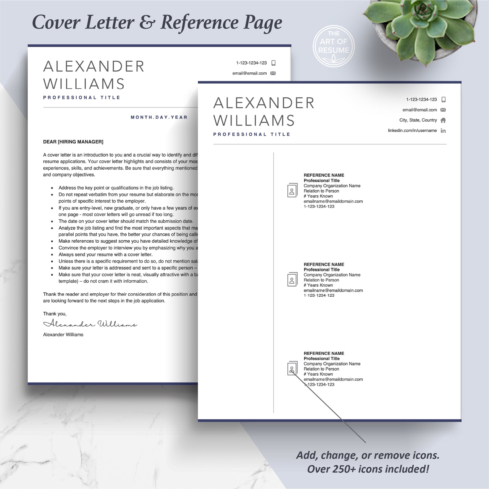 The Art of Resume Templates | Professional Modern Cover Letter and Reference Page Templates Download