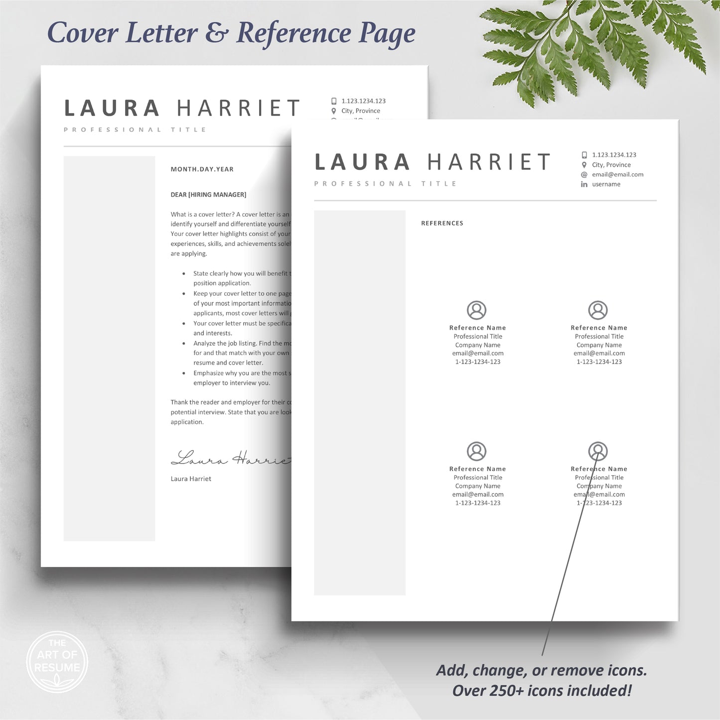 The Art of Resume Templates | Executive C Suite Level Cover Letter and Reference Page Templates Download