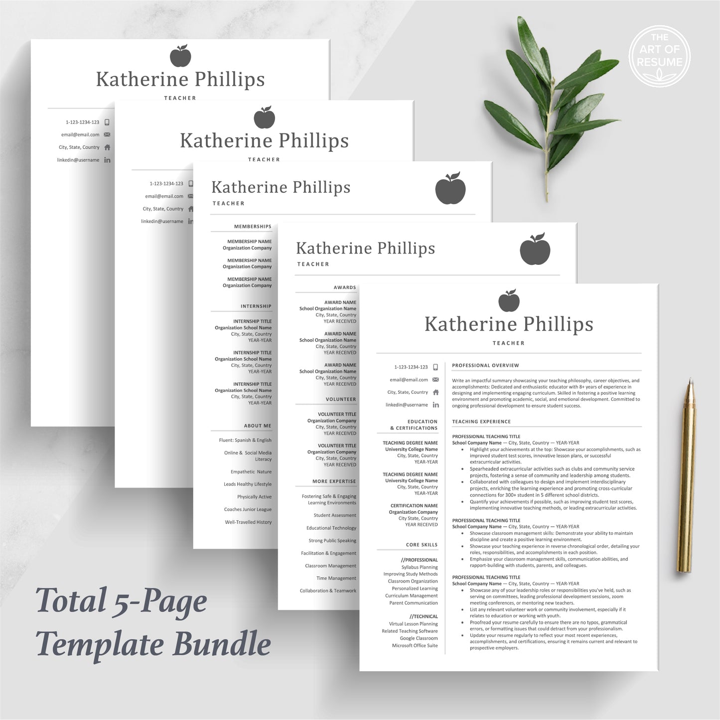 Teacher Resume Template | Teaching CV Template | Educator Resume - The Art of Resume