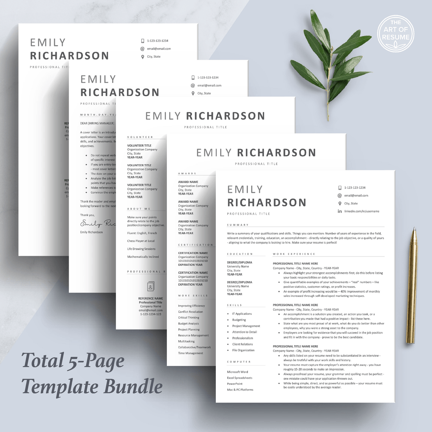 Simple Resume Template | Modern Curriculum Vitae | Executive CV Template - The Art of Resume