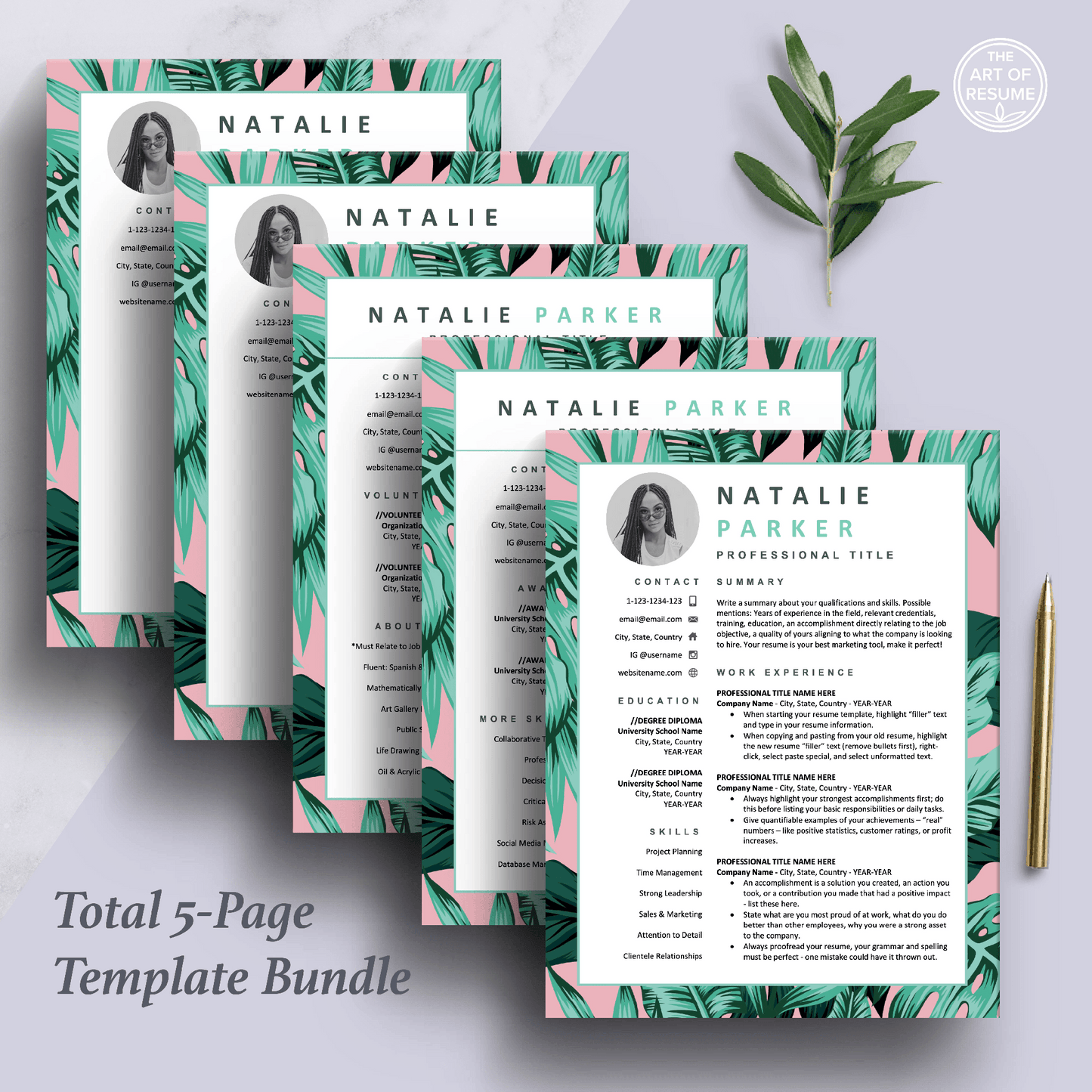 Creative Resume Templates with Photo | Custom Floral Resume Design - The Art of Resume