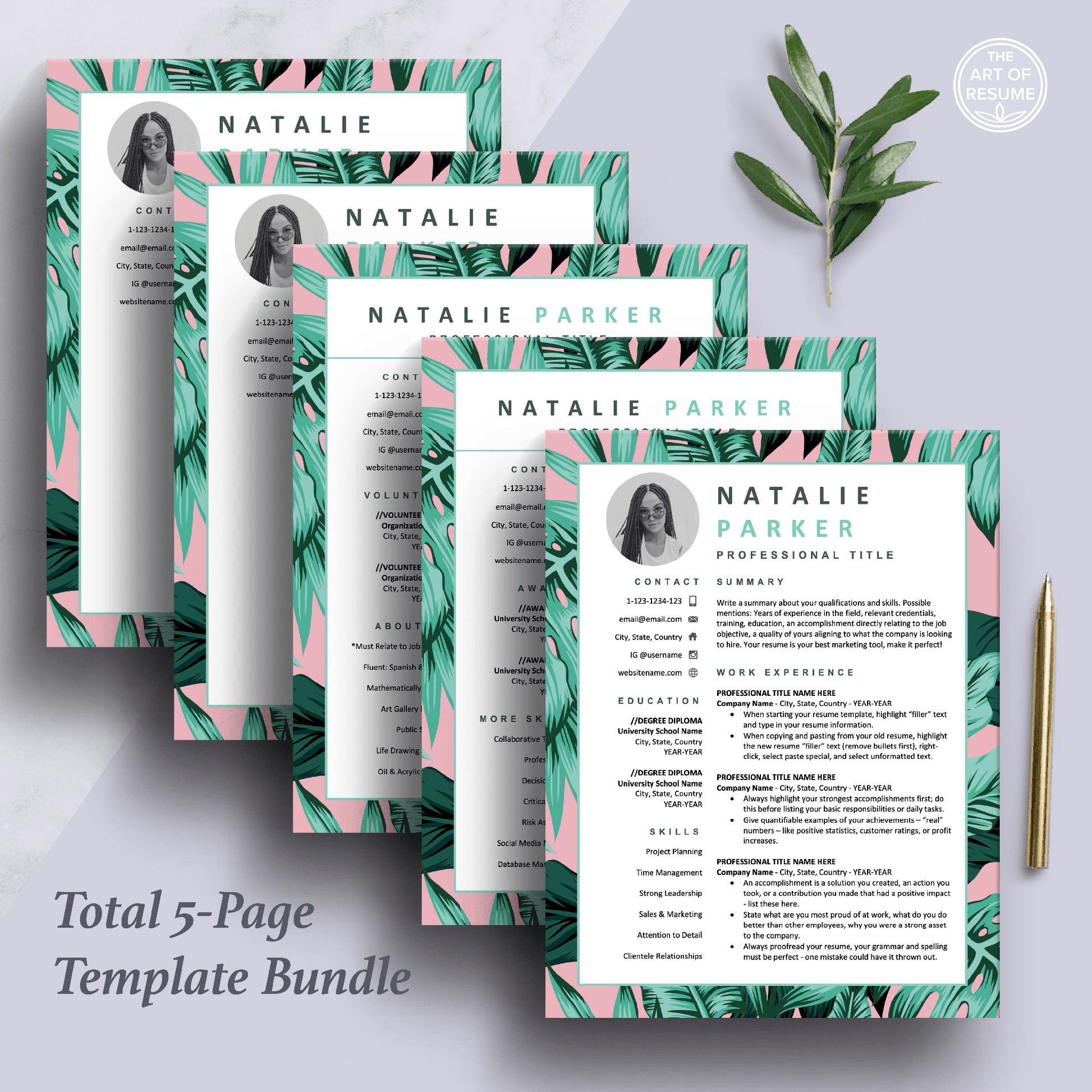 Creative Resume Templates with Photo | Custom Floral Resume Design - The Art of Resume