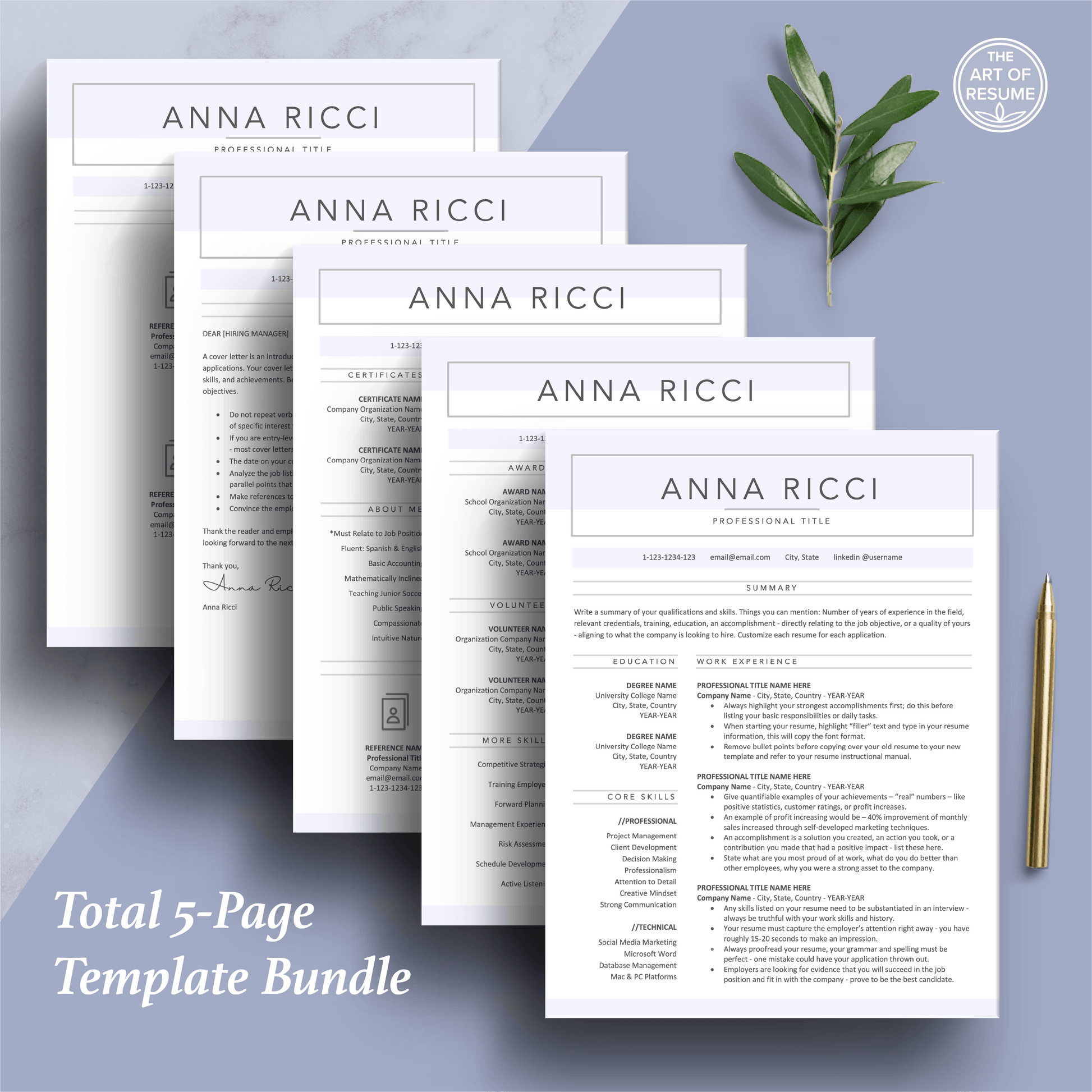Resume CV Builder Template Bundle | Free Resume Writing Guide - The Art of Resume