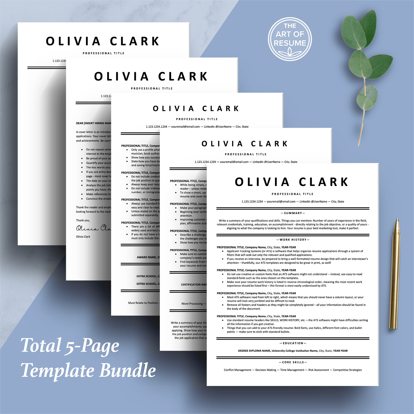 ATS Friendly Resume Template Bundle | Google Docs, Microsoft Word, Apple Pages - The Art of Resume