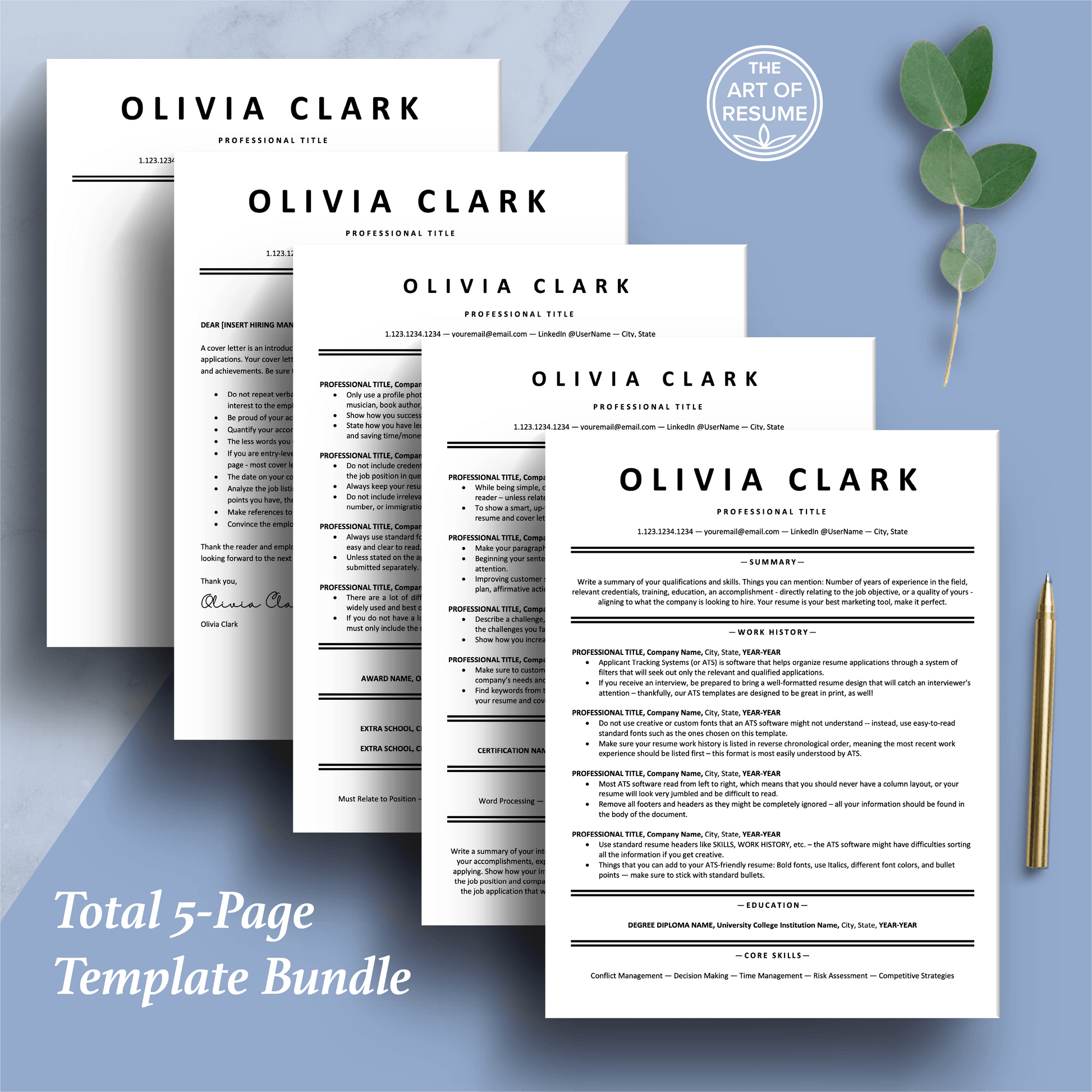 ATS Friendly Resume Template Bundle | Google Docs, Microsoft Word, Apple Pages - The Art of Resume