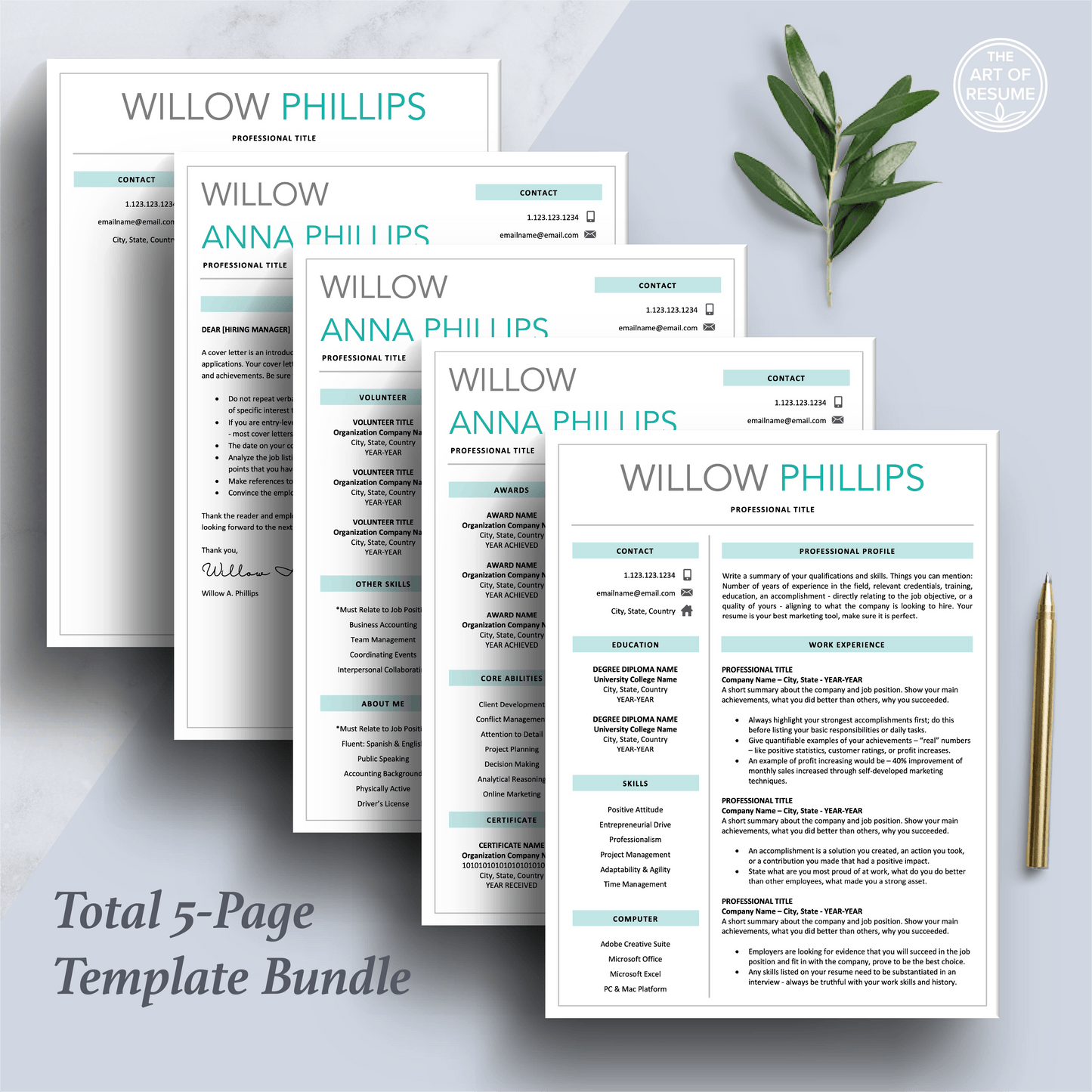 Professional Resume Template Bundles, Executive Resume Design - The Art of Resume
