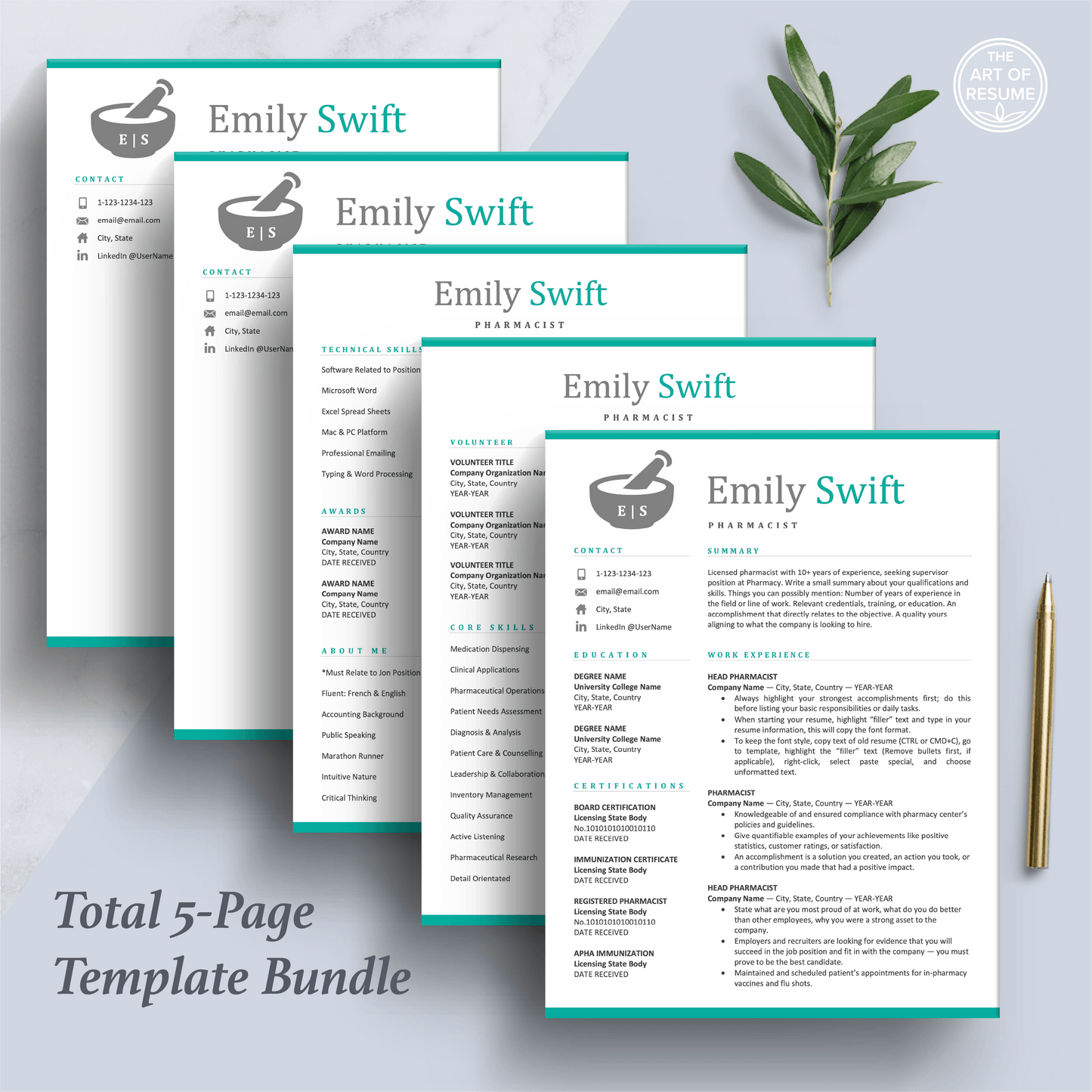 Pharmacist Resume | Pharmacy Template | Medical Physician CV Cover Letter - The Art of Resume