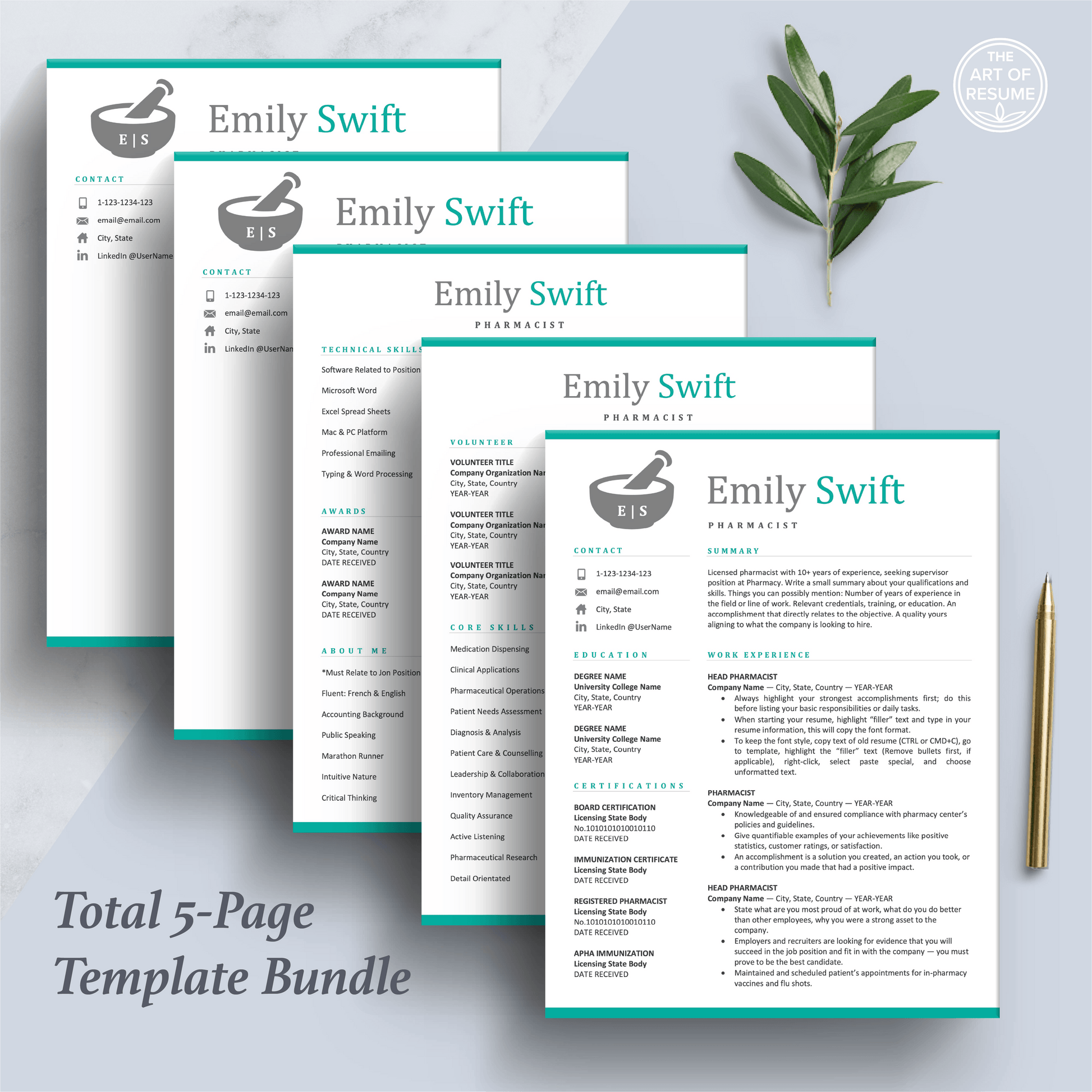 Pharmacist Resume | Pharmacy Template |  Medical Physician CV Cover Letter - The Art of Resume