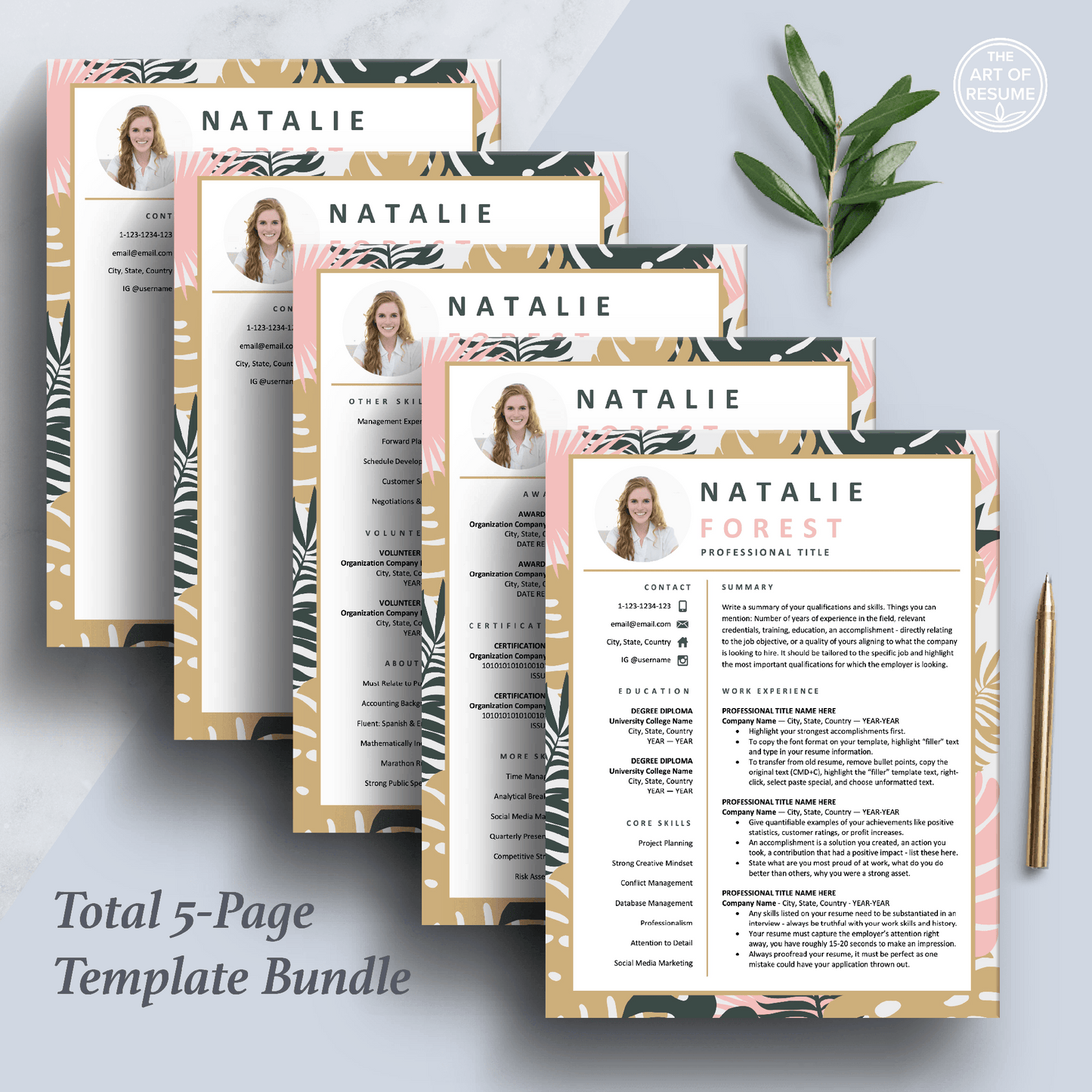 Creative Floral Resume Photo Insert | Stylist, Designer, Fashion, Blogger - The Art of Resume