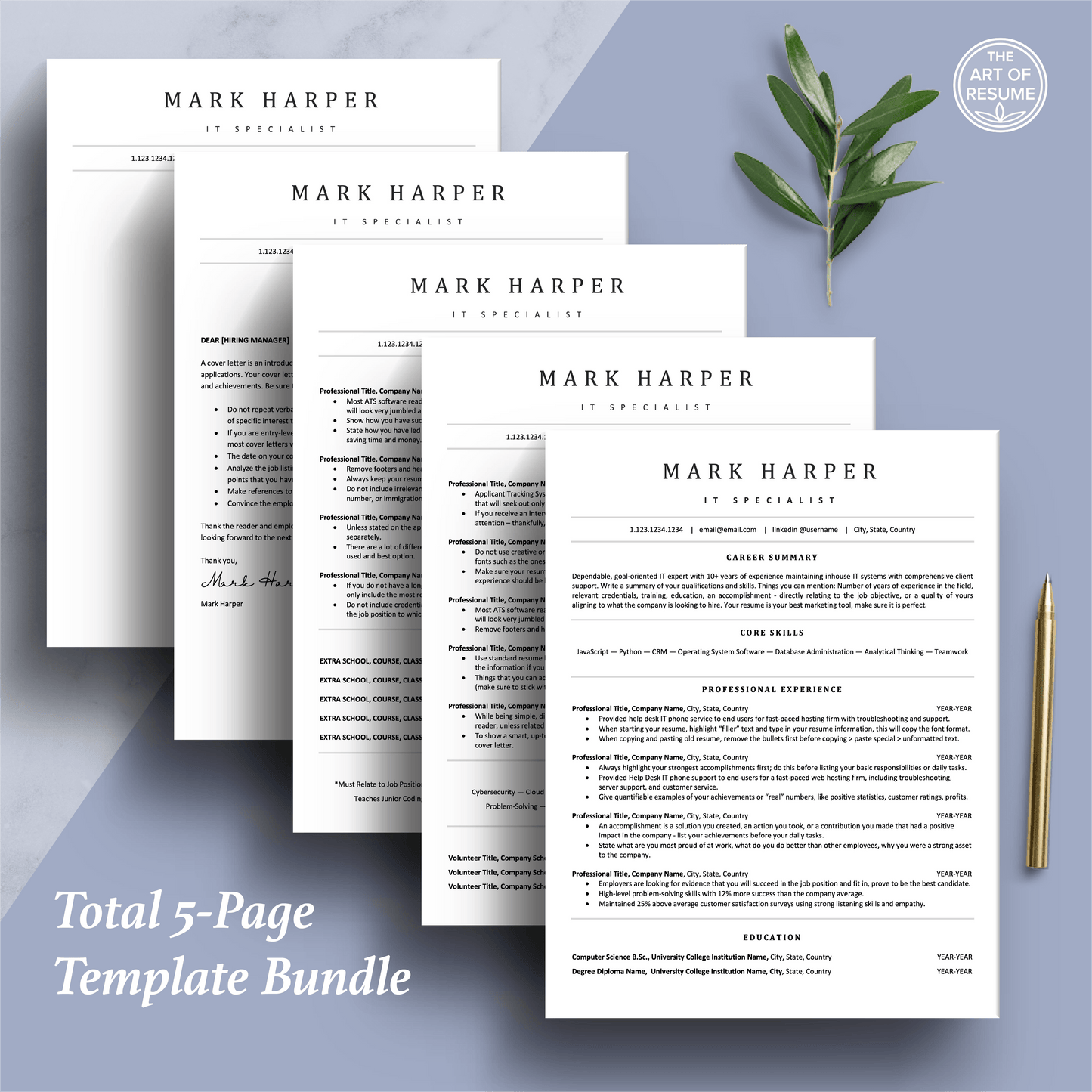 ATS Resume Template Builder | IT Resume with Cover Letter (Executive) - The Art of Resume