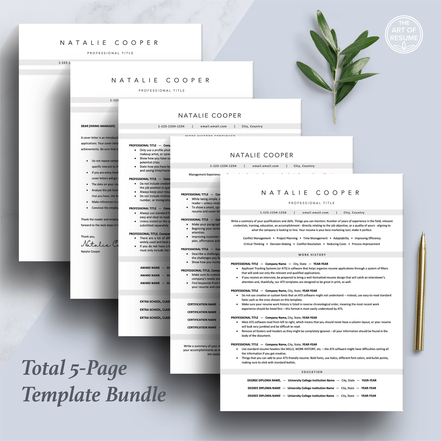ATS-Formatted Resume Template | ATS Curriculum Vitae | CV Templates - The Art of Resume