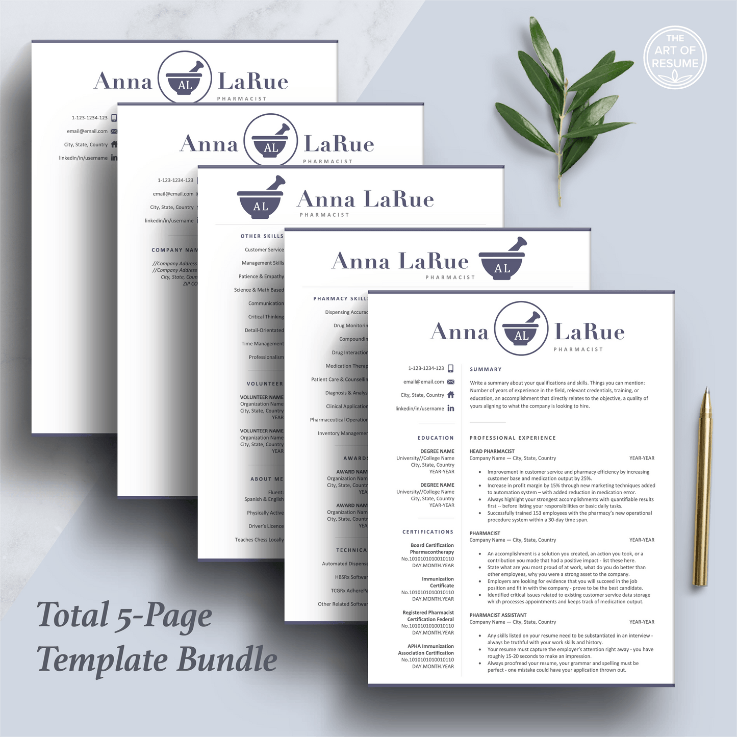 Pharmacist Resume Design | Pharmacy CV Template | Cover Letter - The Art of Resume