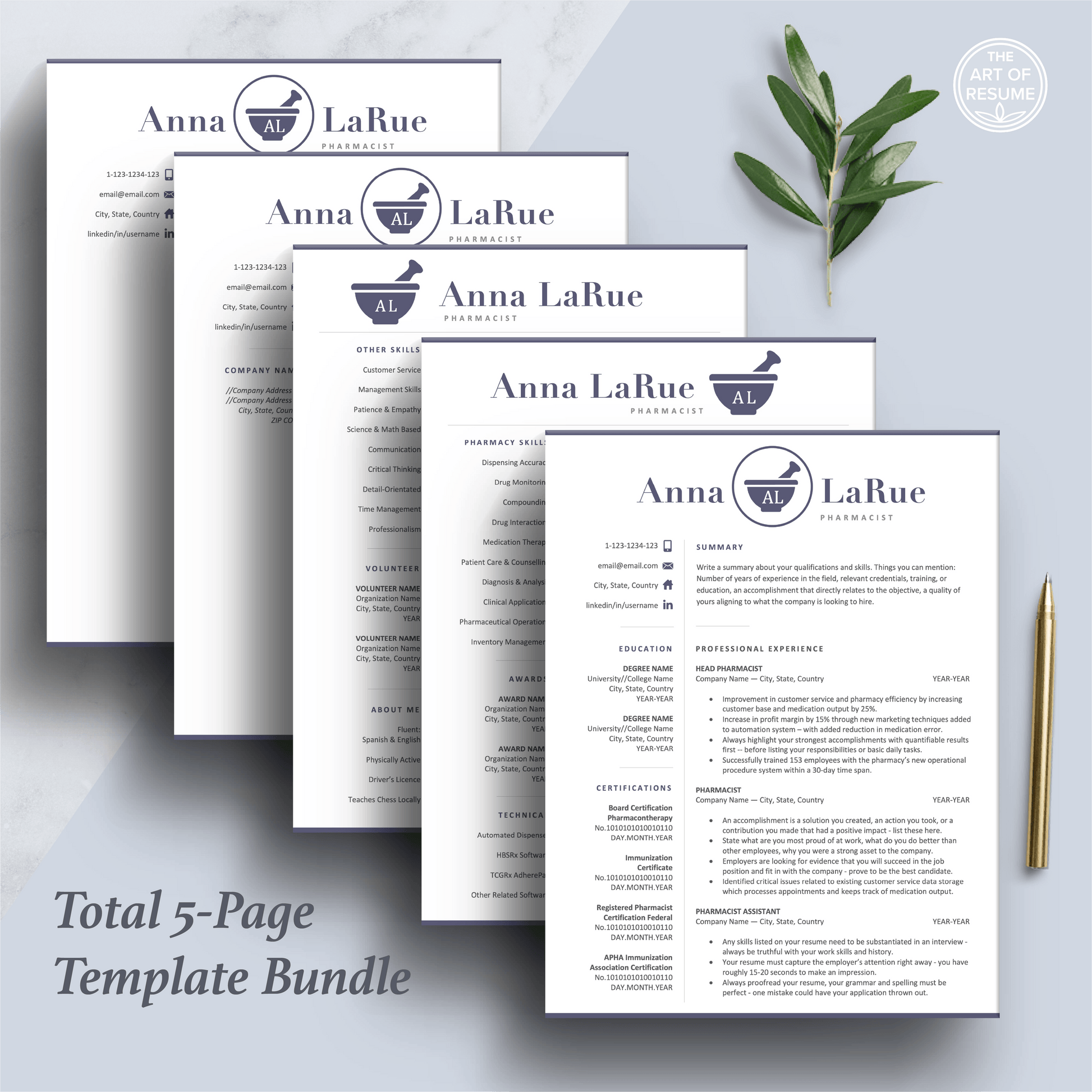 Pharmacist Resume Design | Pharmacy CV Template | Cover Letter - The Art of Resume