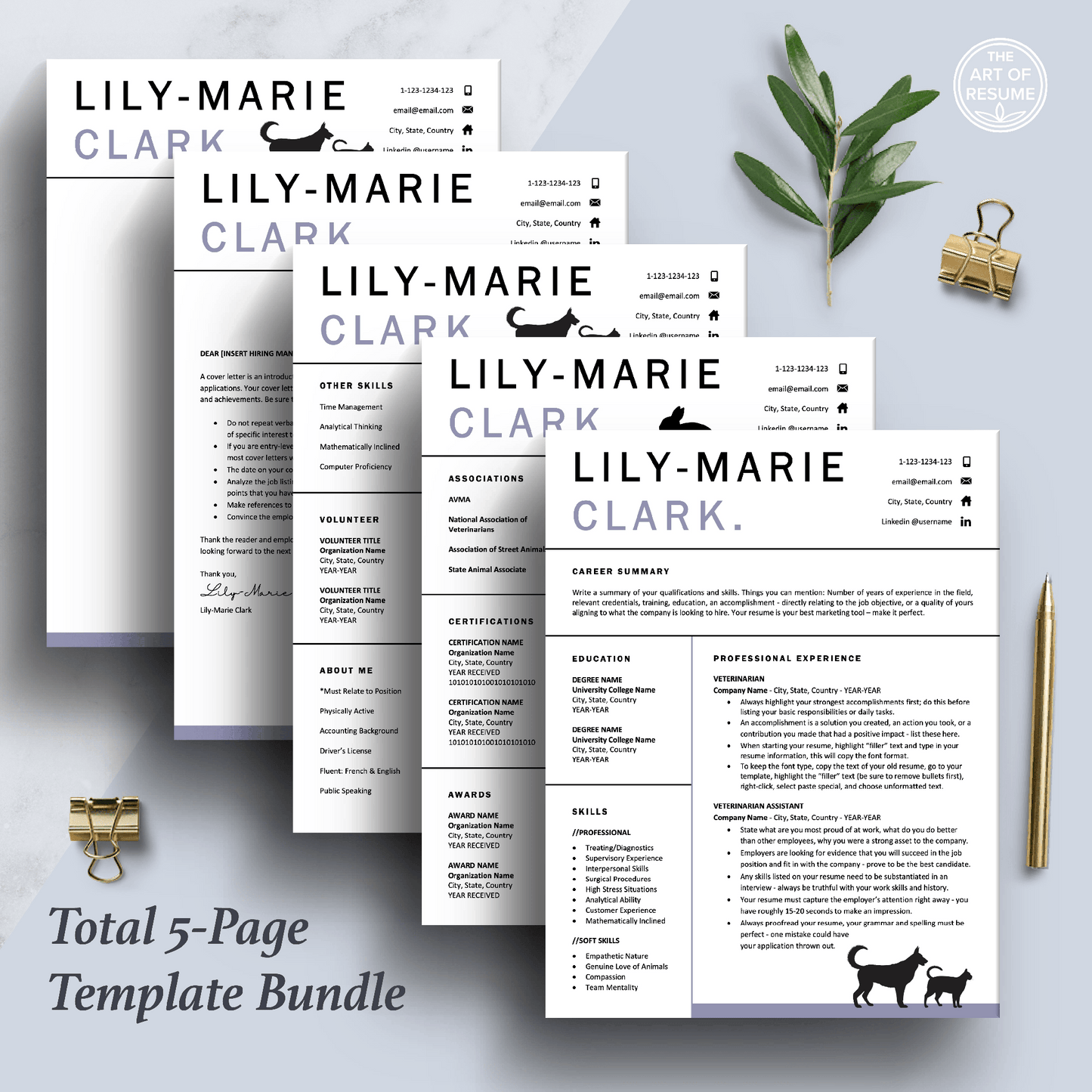 Veterinarian Resume Template | Vet Student | Animal Caretaker Resume - The Art of Resume