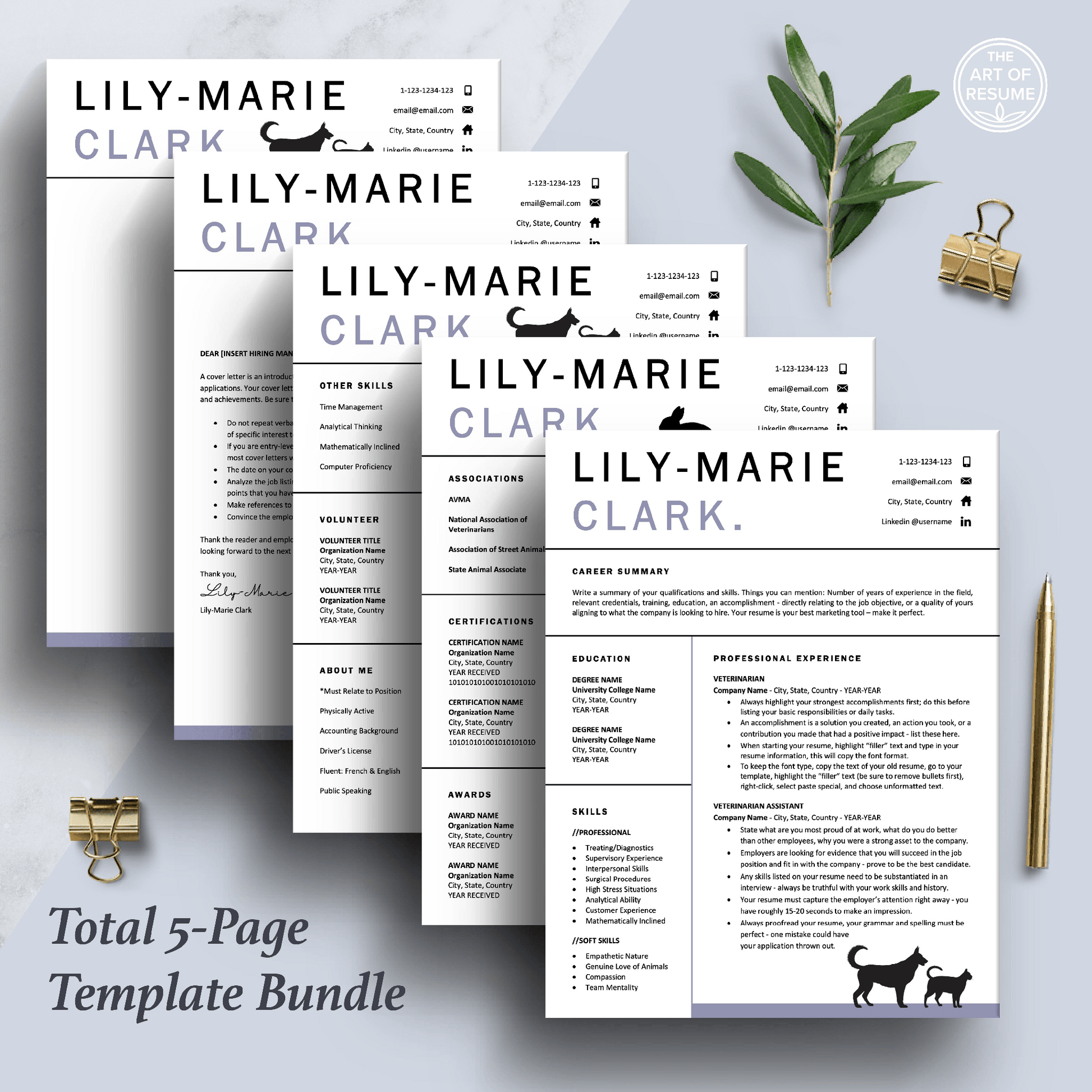 Veterinarian Resume Template | Vet Student | Animal Caretaker Resume - The Art of Resume