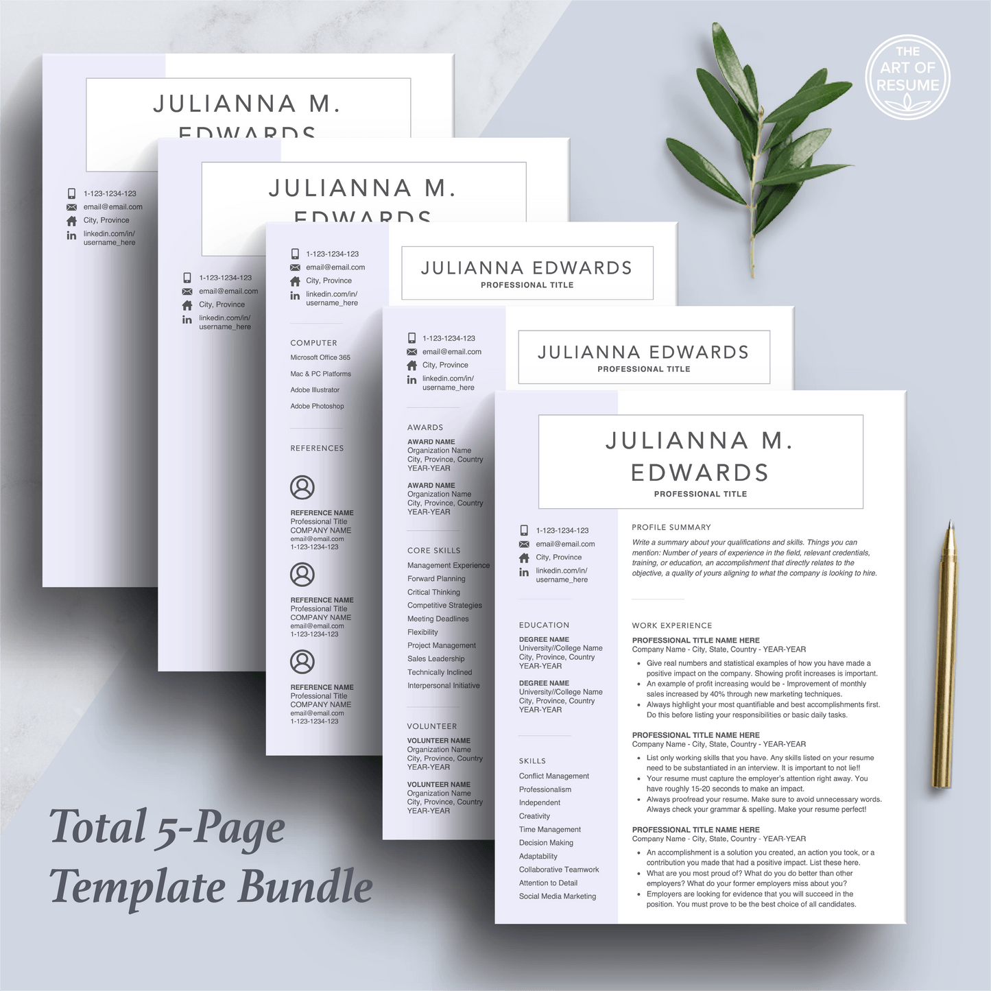 Professional Resume Template | Word & Pages | Free Cover Letter - The Art of Resume