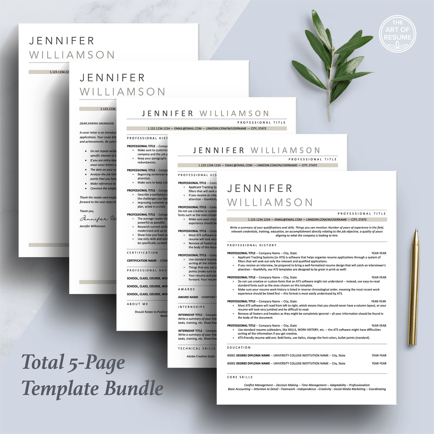 Professional Resume Bundle | ATS-Friendly Resume CV Format - The Art of Resume