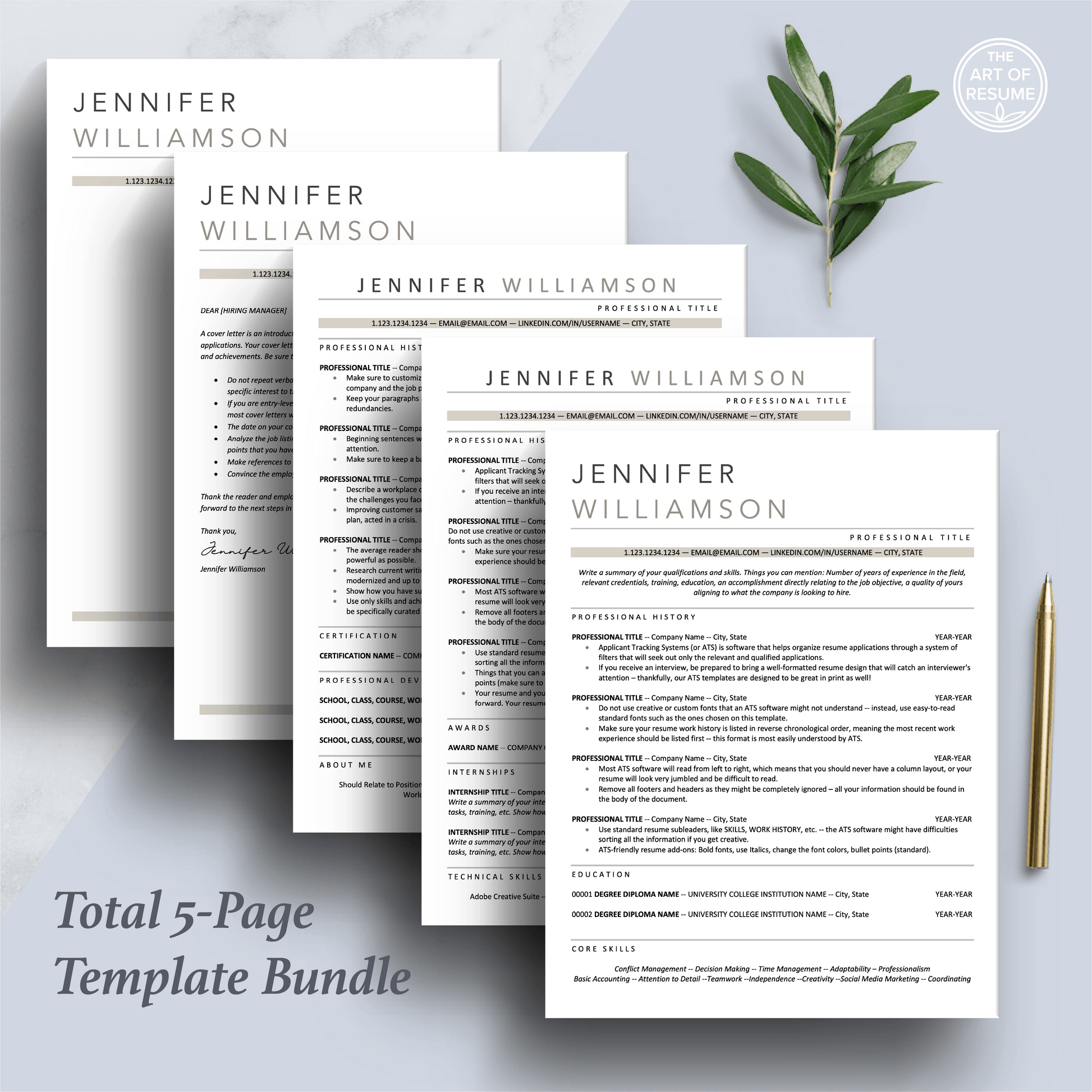 Professional Resume Bundle | ATS-Friendly Resume CV Format - The Art of Resume