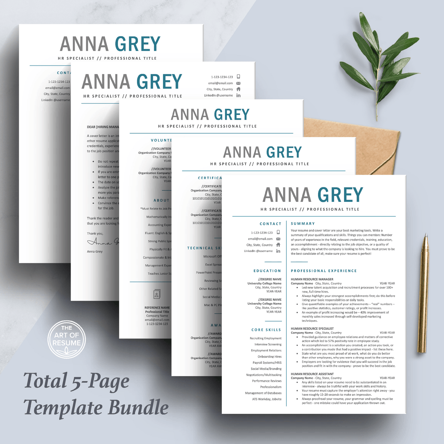 Professional Resume Bundle | HR Resume CV Format - The Art of Resume