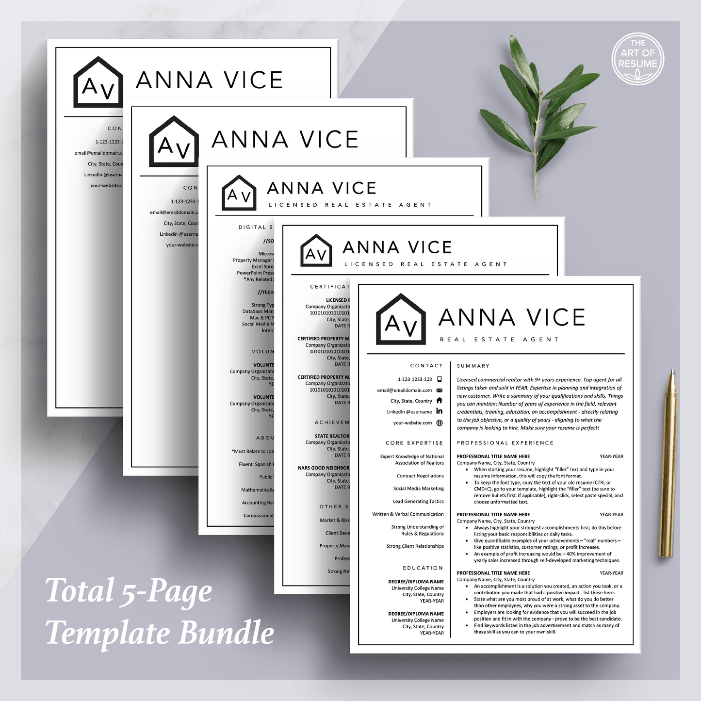 Real Estate Agent Resume Template | Realtor CV Design - The Art of Resume