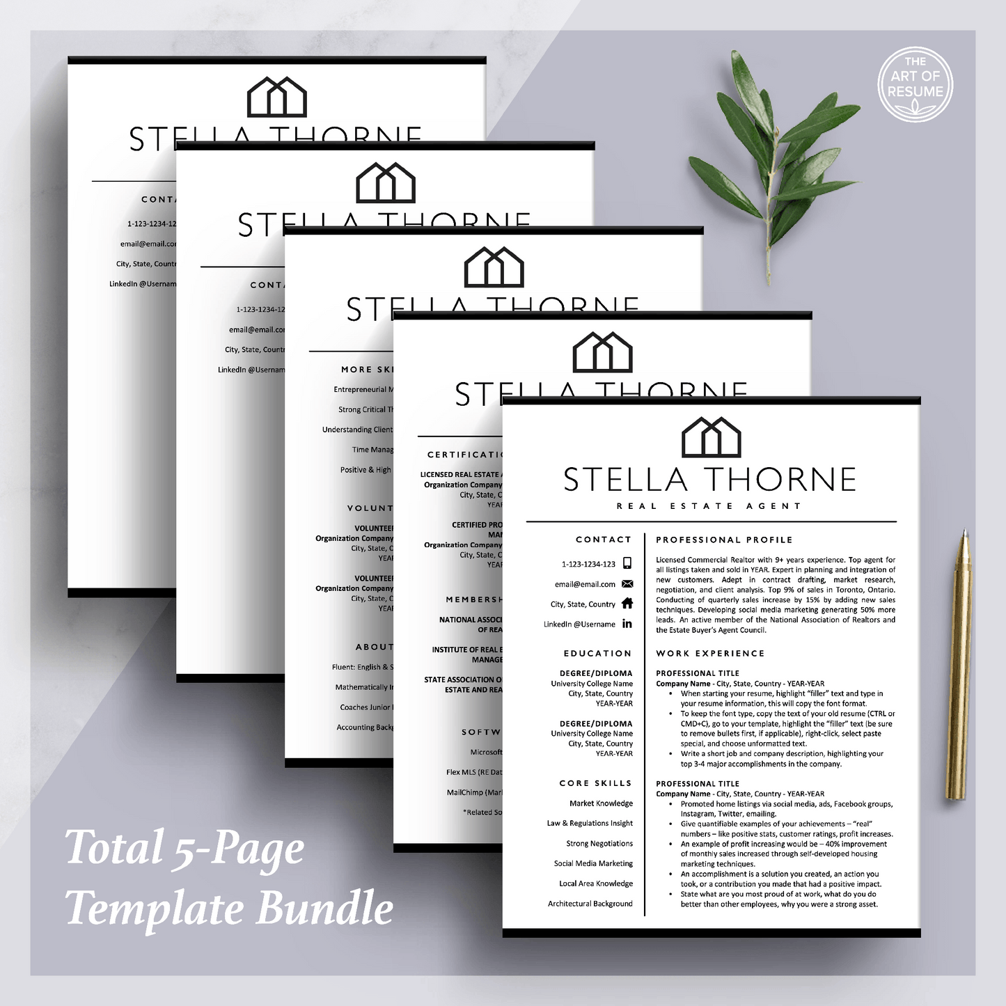Realtor Resume CV Template | Real Estate Agent Resume | Cover Letter - The Art of Resume