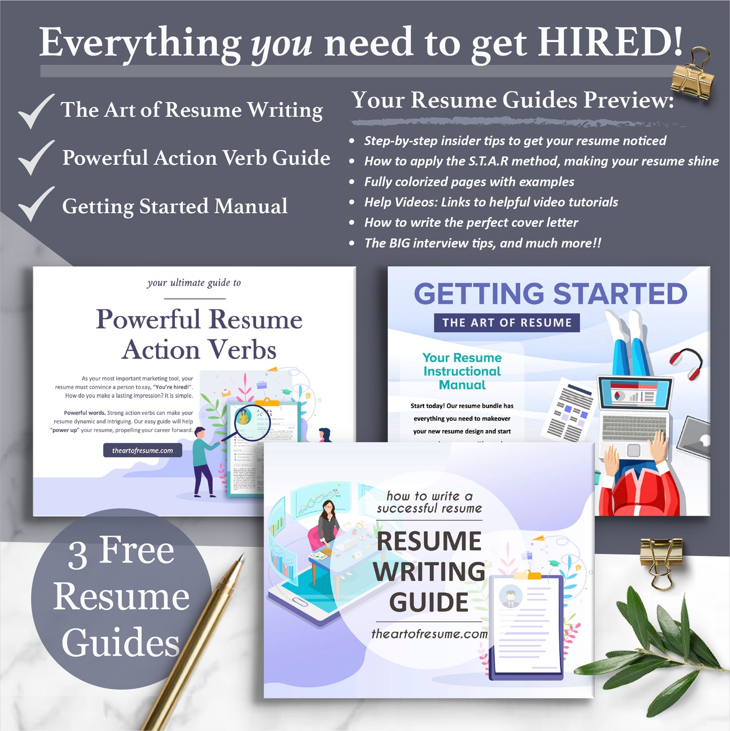 Resume Writing Guide, Resume Action Verb Guide, Resume Instructional Manual, The Art of Resume, Modern Medical Nurse  Doctor Resume CV Template for RN Nurse, Resident Student, Medical Assistant, Physician with Cover Letter, Reference Page, Social Media Icons