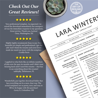 The Art of Resume Templates |  Professional Simple Resume CV Templates Online 5-Star Reviews