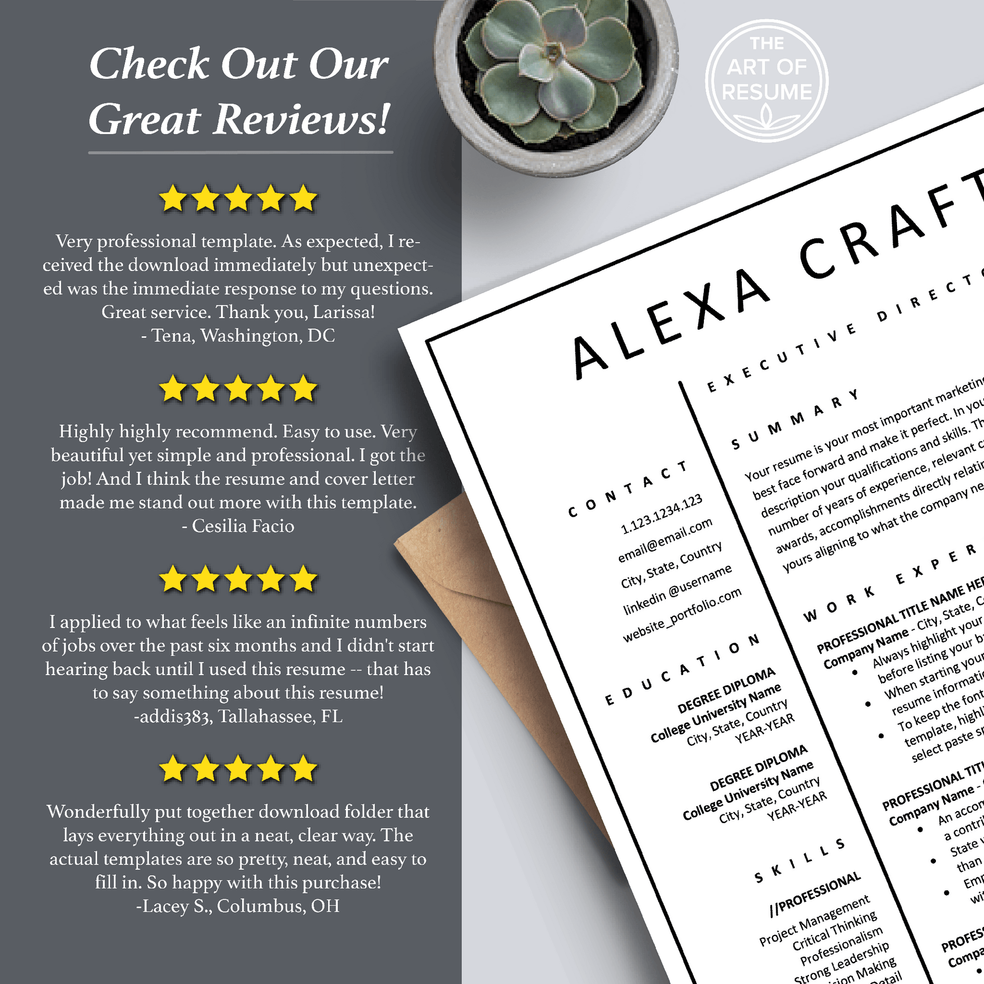Professional Resume CV Templates 5-Star Reviews, CV Designs Instant Download