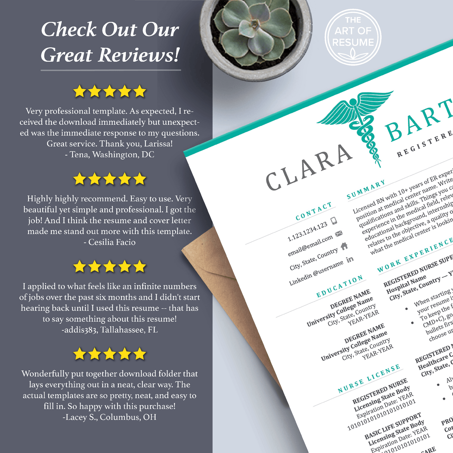 The Art of Resume Templates | Professional Nurse Doctor Medical Resume CV Templates Online 5-Star Reviews