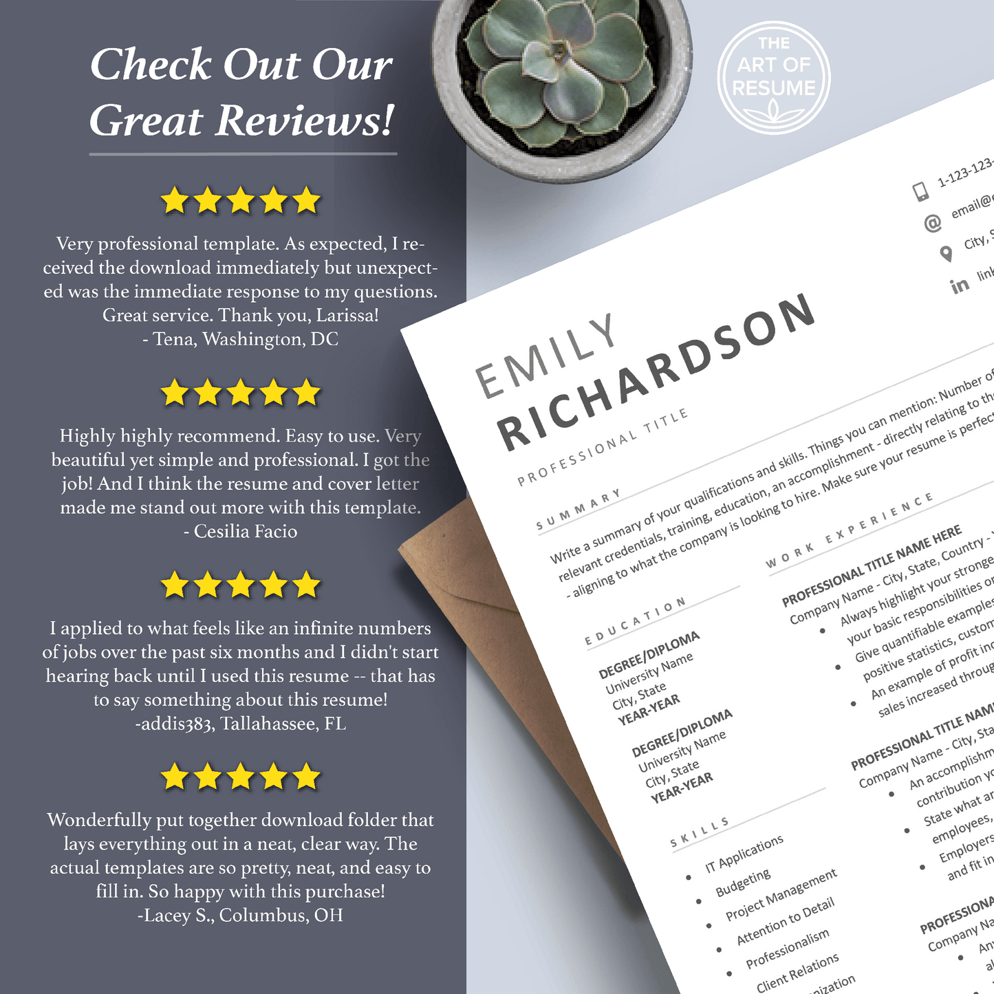 Simple Resume Template | Modern Curriculum Vitae | Executive CV Template - The Art of Resume