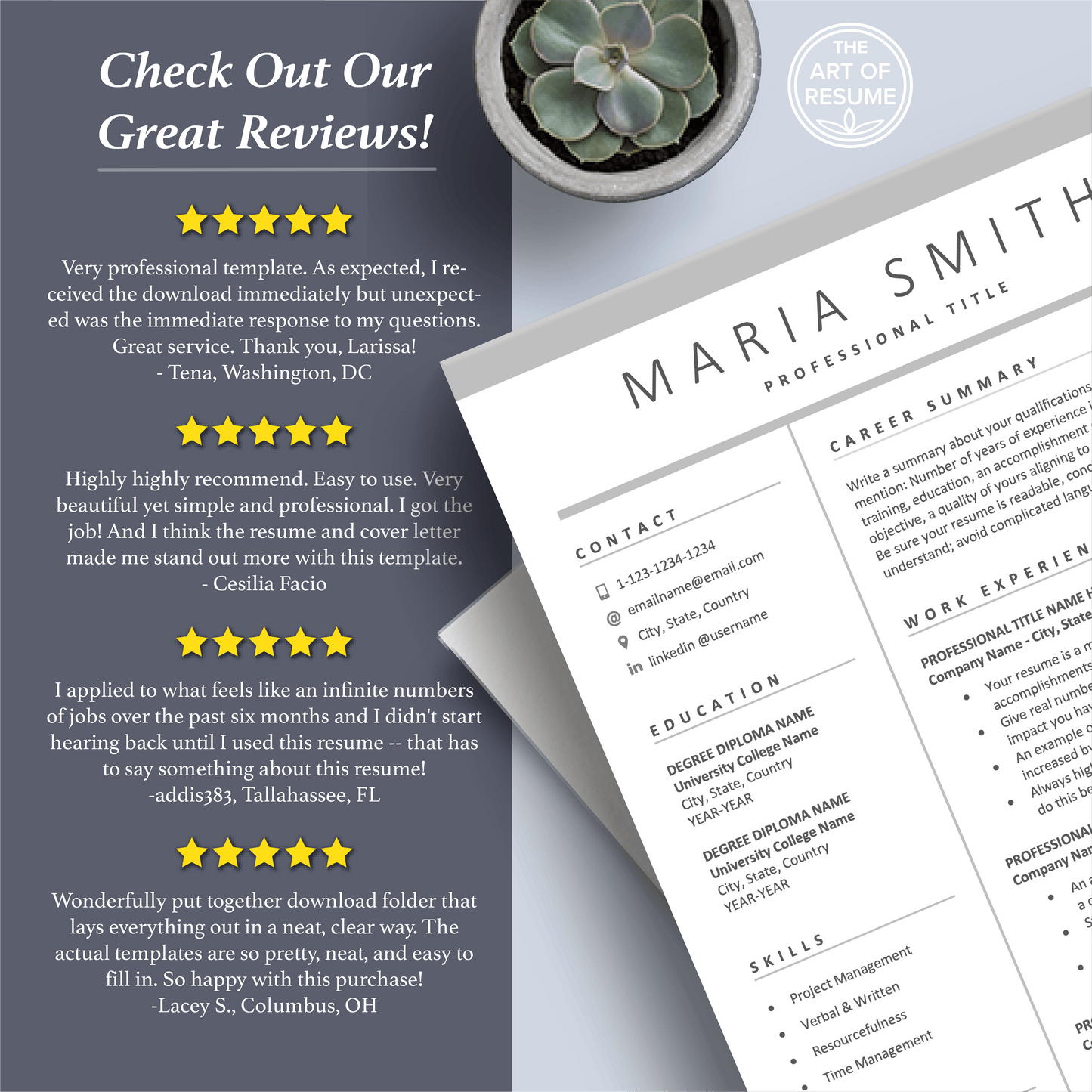 The Art of Resume Templates | Professional Simple Resume CV Templates Online 5-Star Reviews