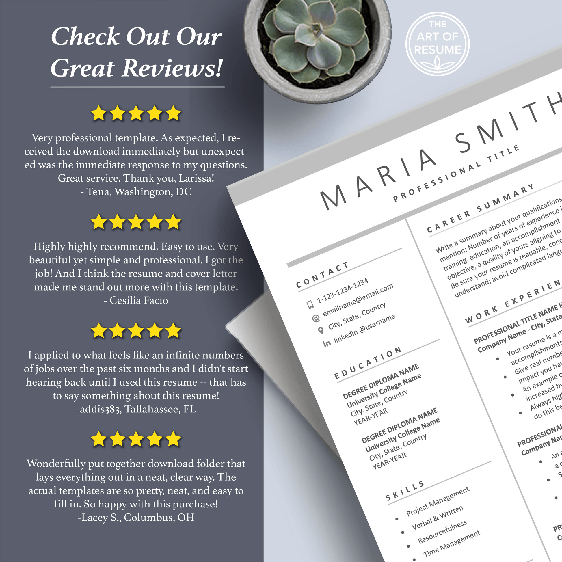 The Art of Resume Templates | Professional Simple Resume CV Templates Online 5-Star Reviews