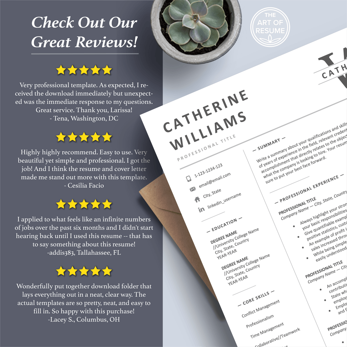 Simple Resume Template | Modern CV Design | Curriculum Vitae - The Art of Resume