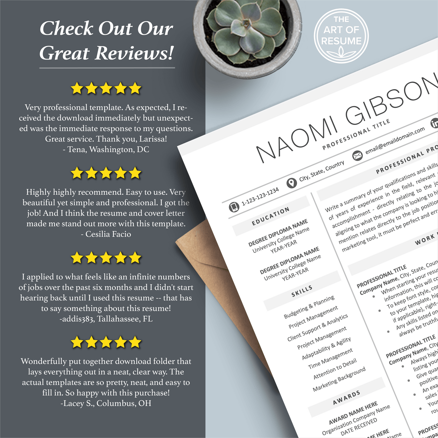 The Art of Resume Templates | Professional Minimalist Simple Resume CV Templates Online 5-Star Reviews