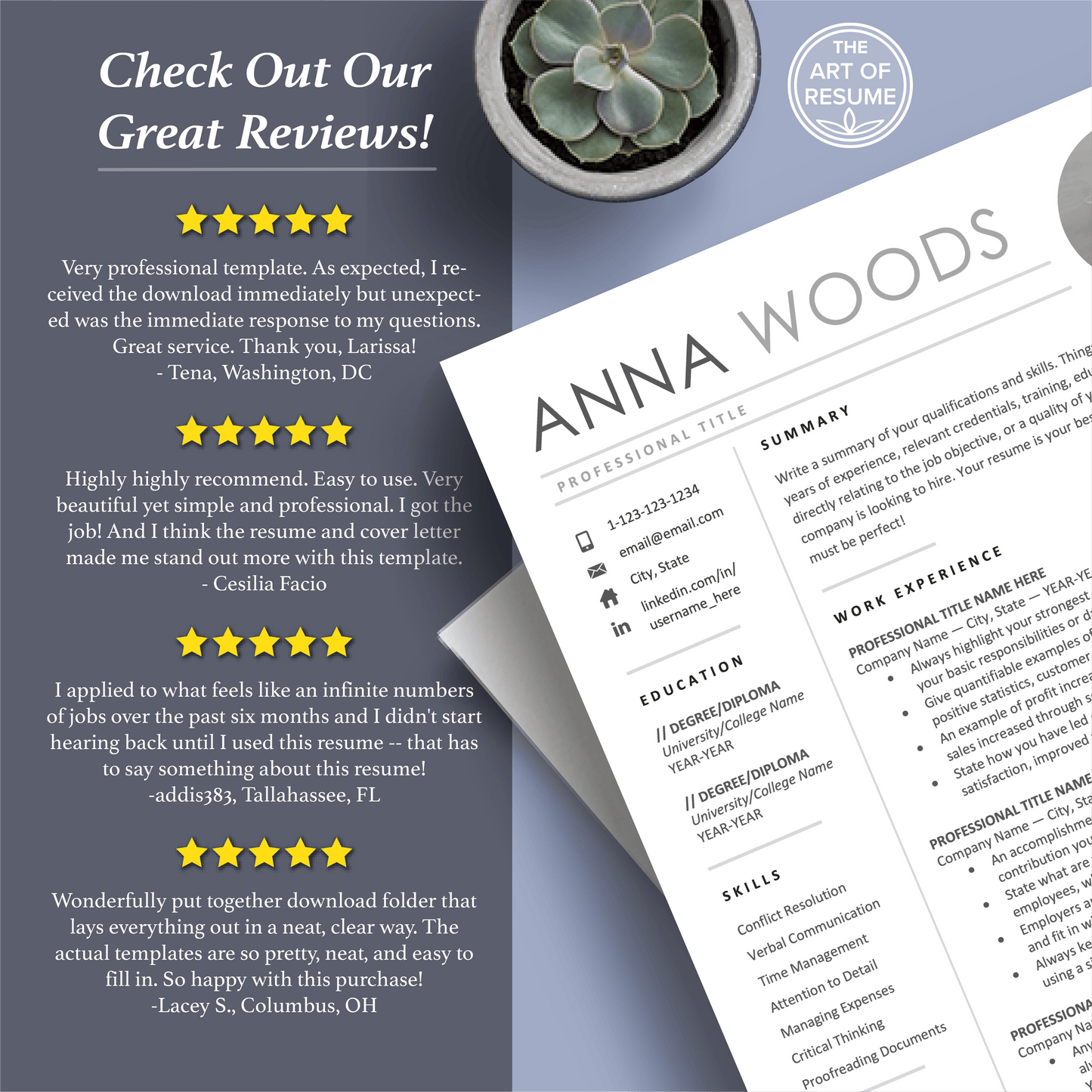 Professional Resume Bundle | Photo Picture Insert - The Art of Resume